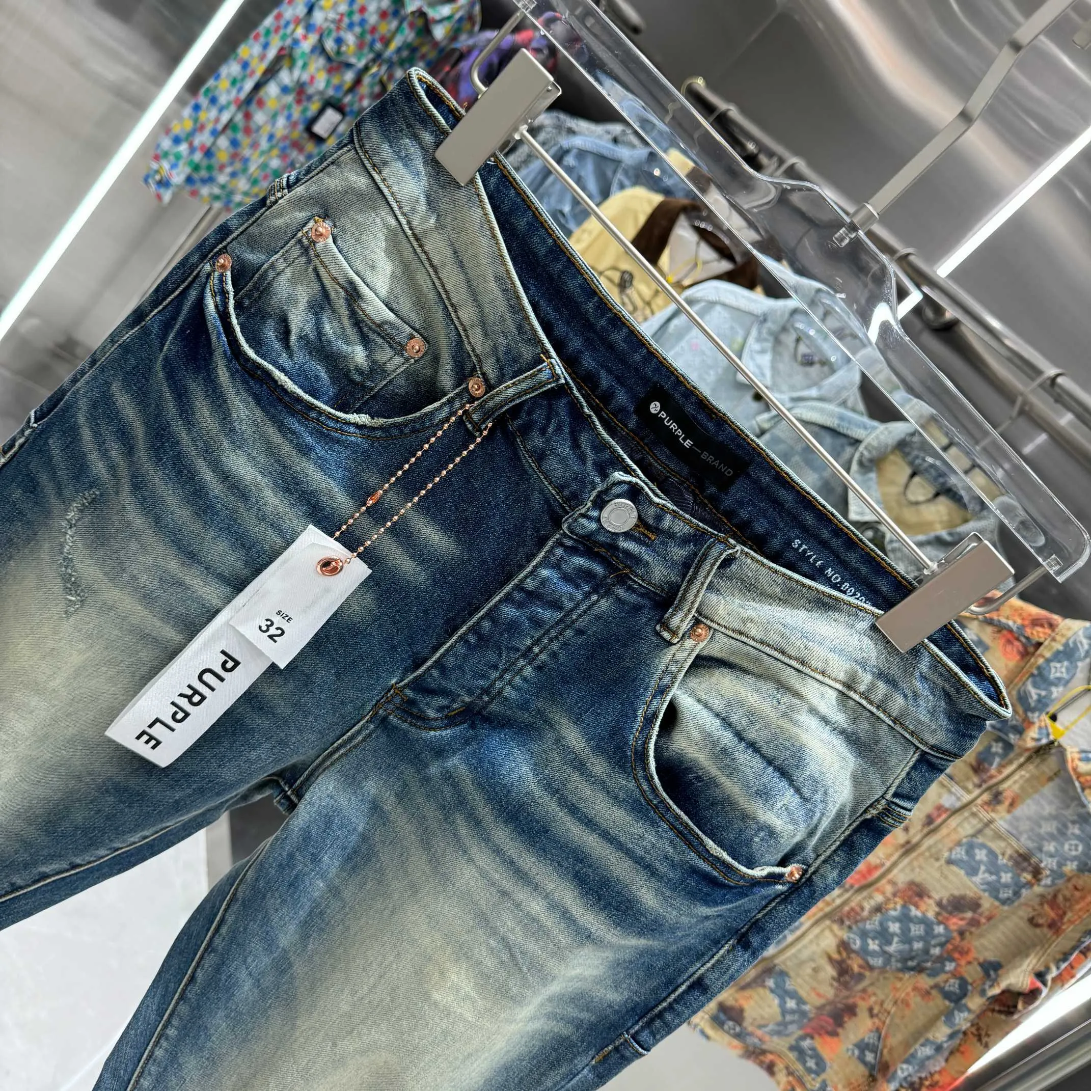 🅿️310 Purple Brand ripped craft street fashion slim fit stretch jeans color dark blue size 30 32 34 36 38