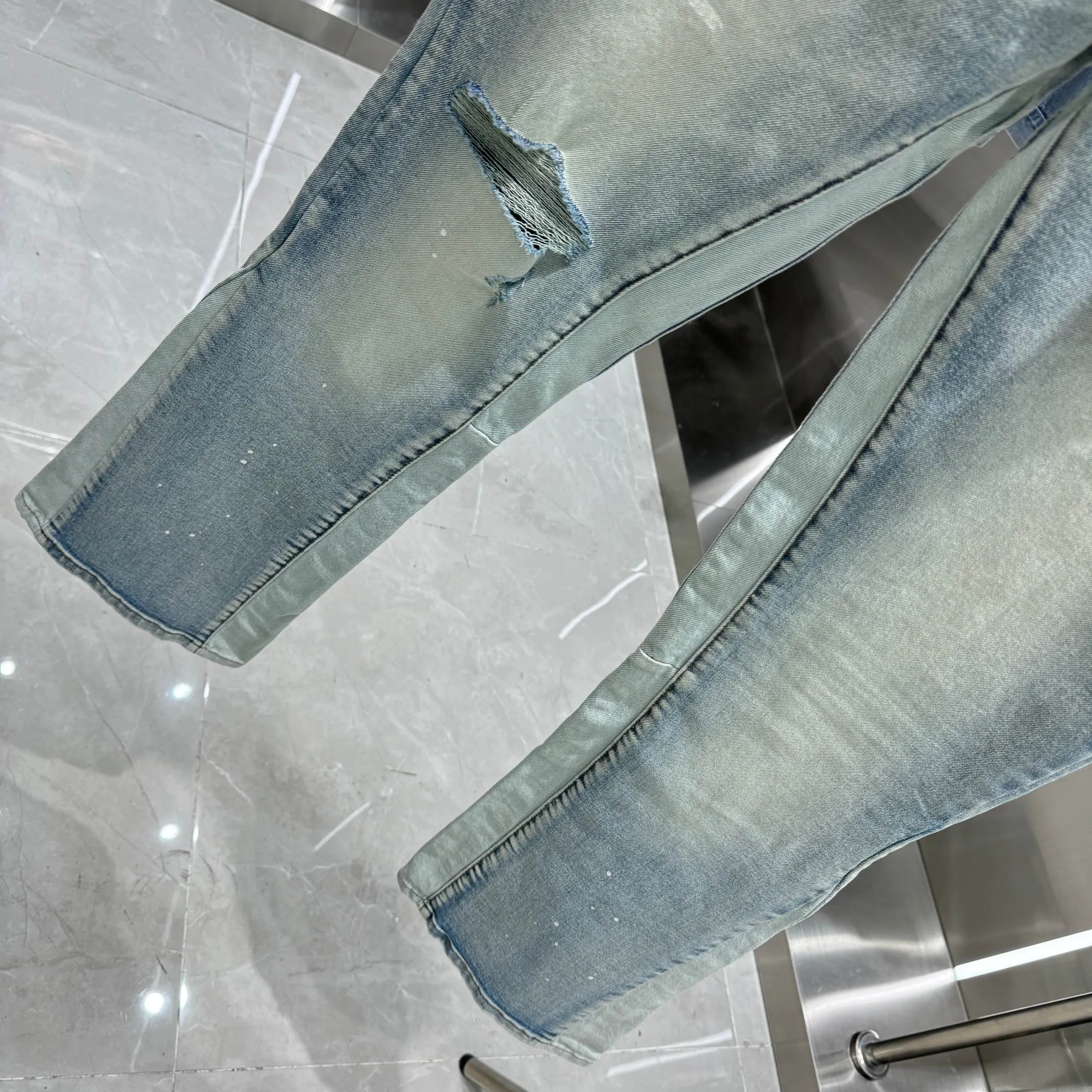 🅿️310 Purple Brand graffiti ripped street style micro-flared stretch jeans Color Light Blue Size 30 32 34 36 38