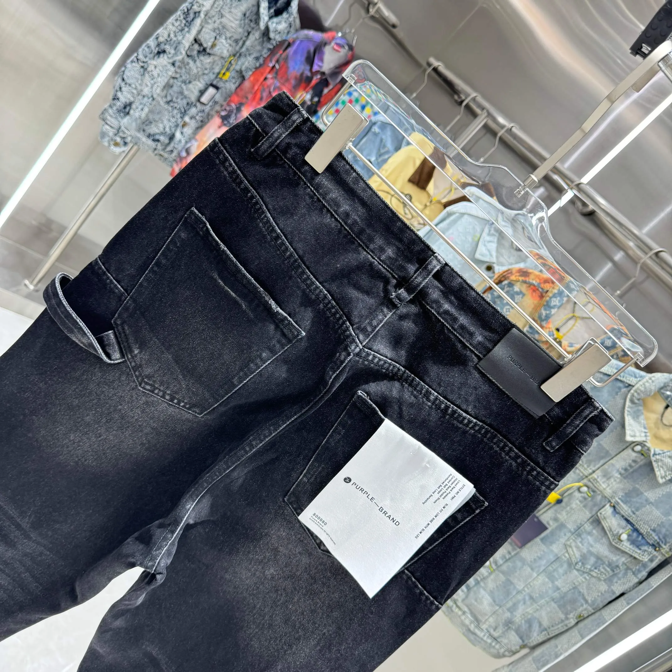 🅿️320 Purple Brand Hot Diamond Workwear Street Trend Loose Straight Jeans Color Black Size 30 32 34 36 38