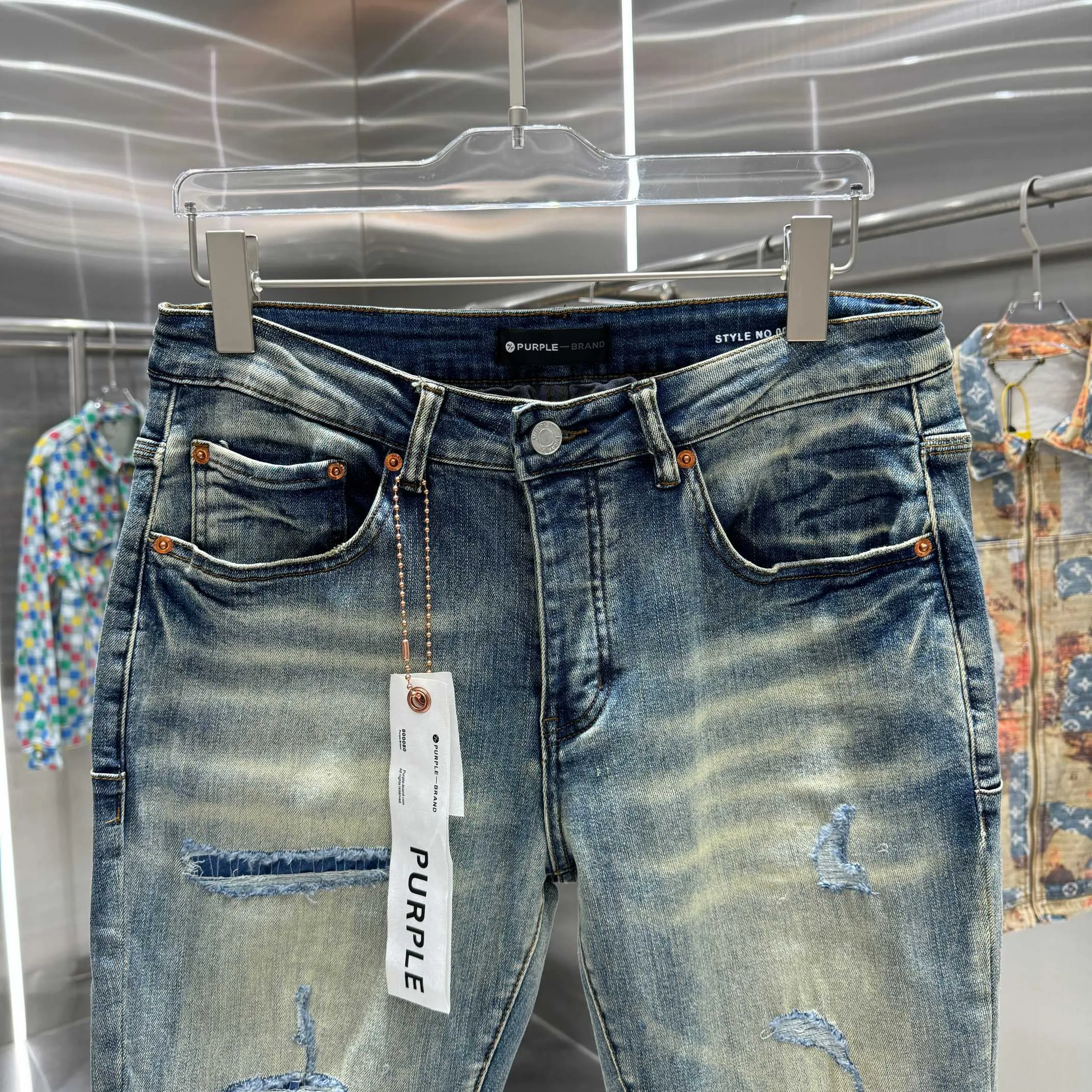 🅿️310 Purple Brand ripped and frayed street style slim fit stretch jeans with small feet Color Blue Size 30 32 34 36 38