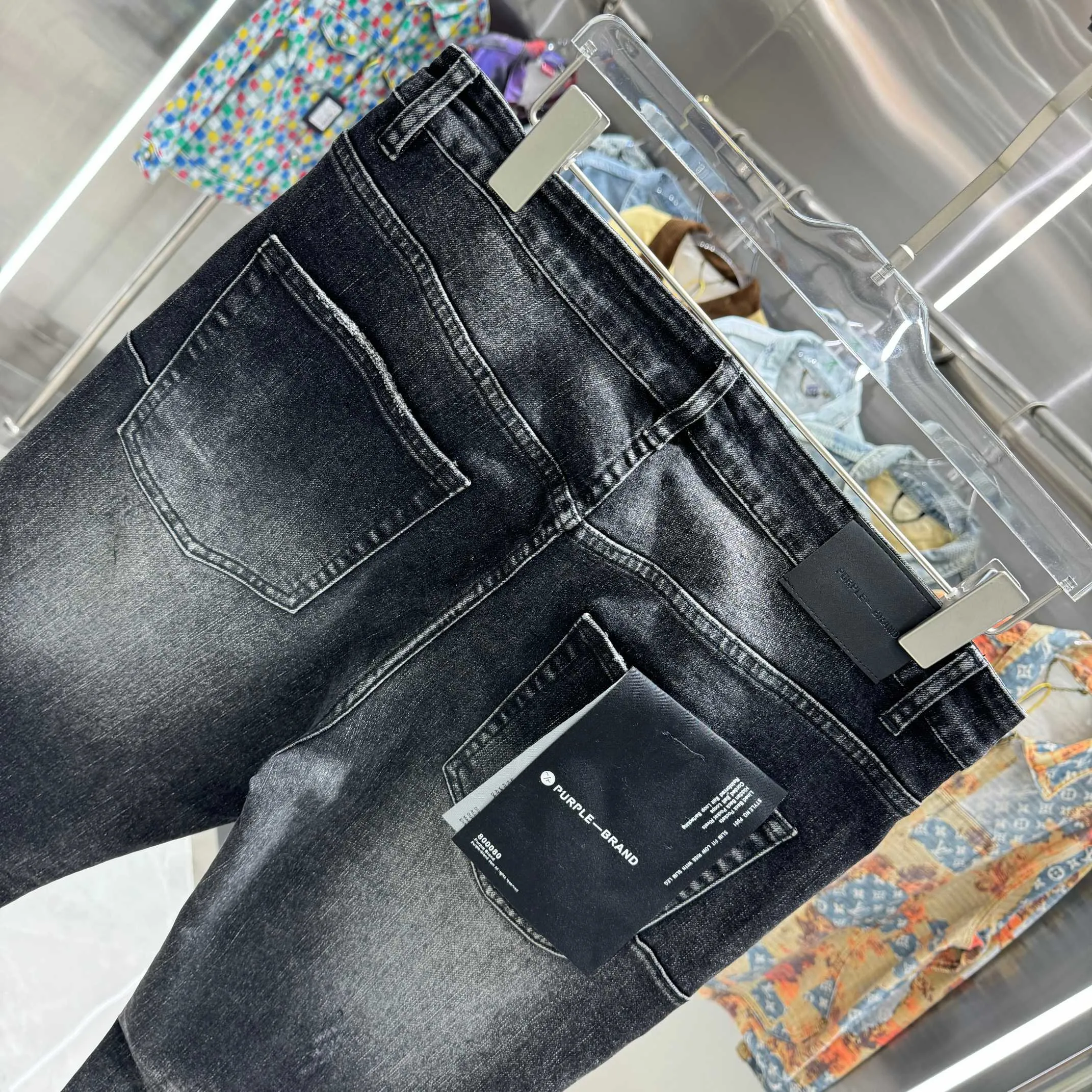 🅿️310 Purple Brand ripped craft street style micro-flared stretch jeans Color Black Size 30 32 34 36 38