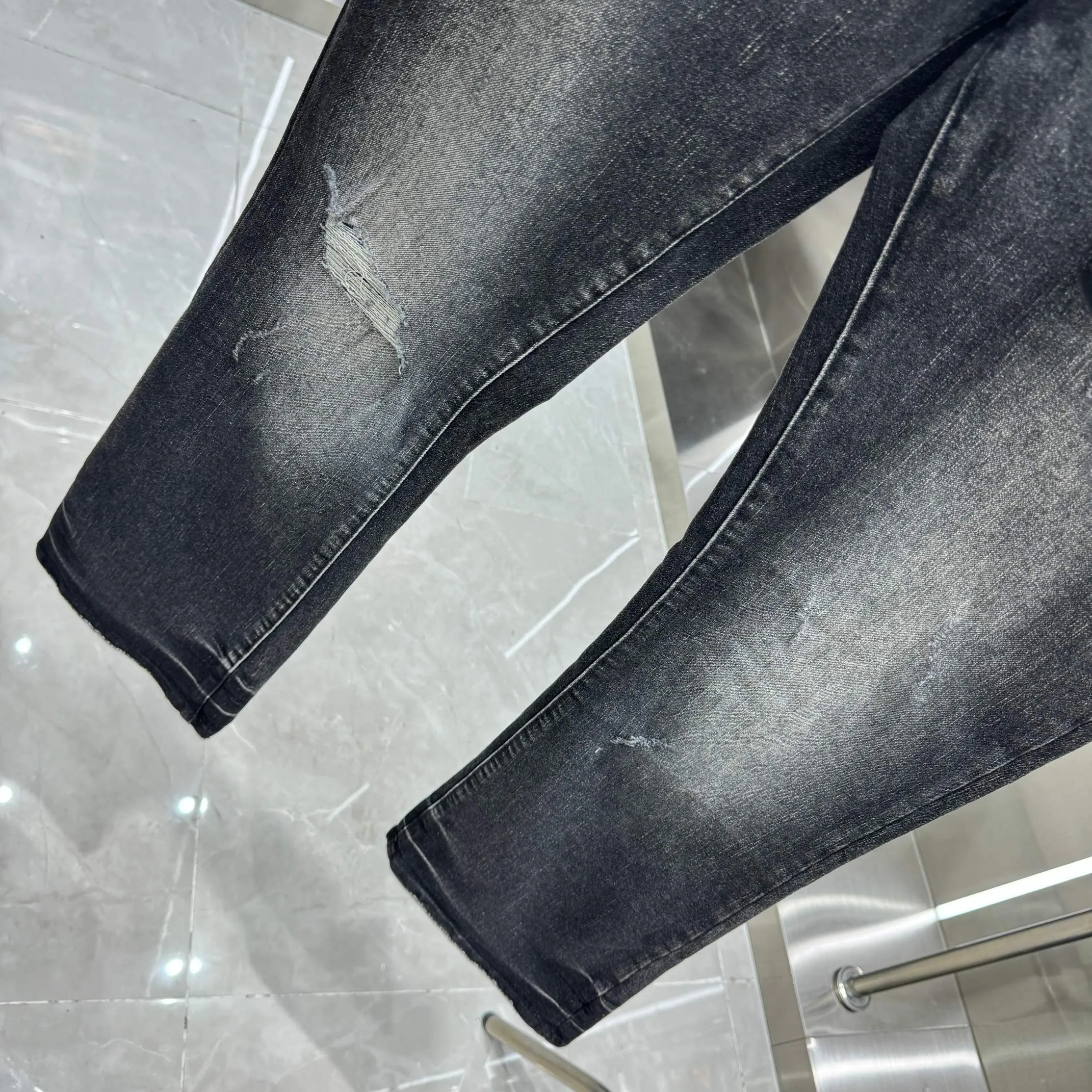 🅿️310 Purple Brand ripped craft street style micro-flared stretch jeans Color Black Size 30 32 34 36 38