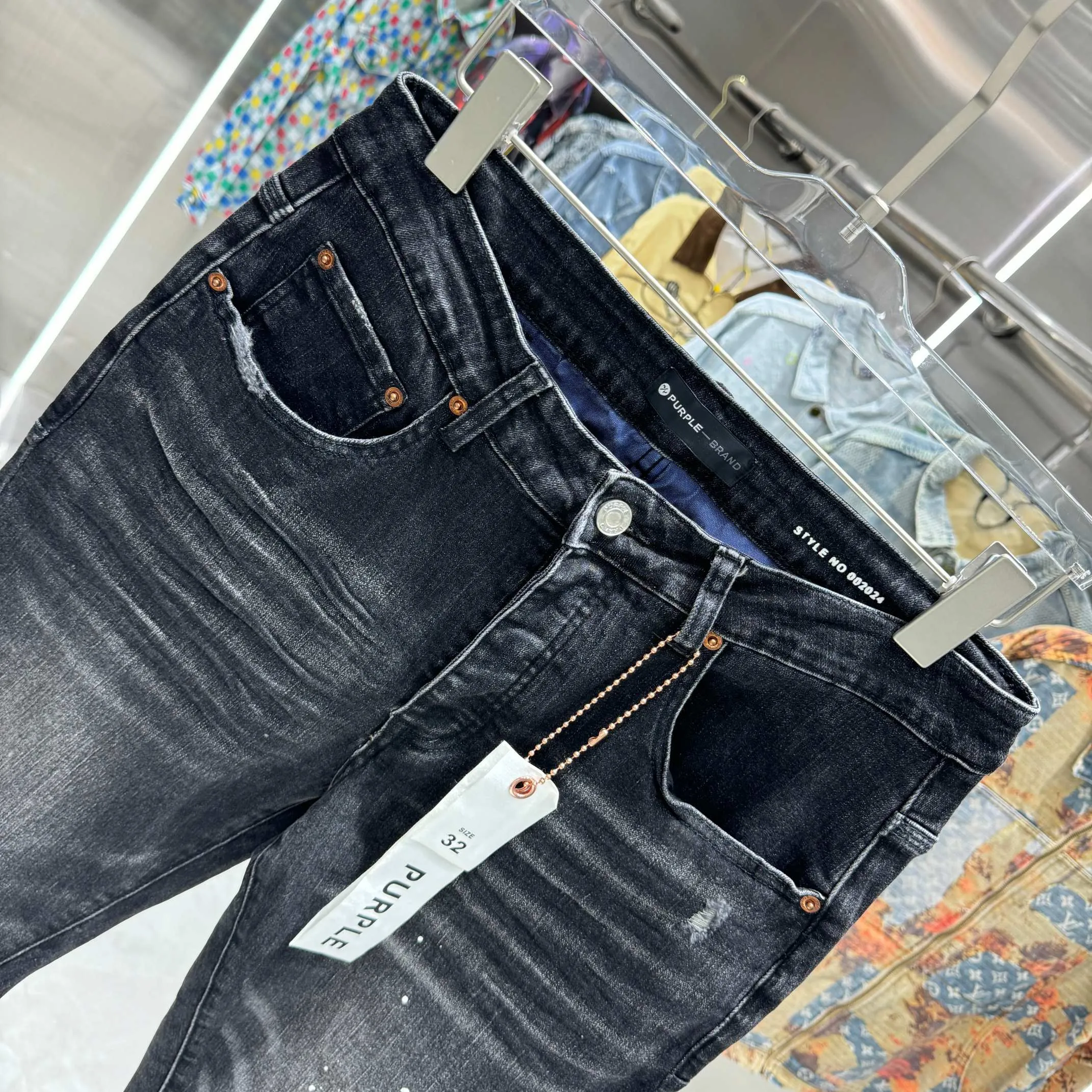 🅿️310 Purple Brand ripped graffiti craft street fashion slim fit stretch jeans Color Black Size 30 32 34 36 38