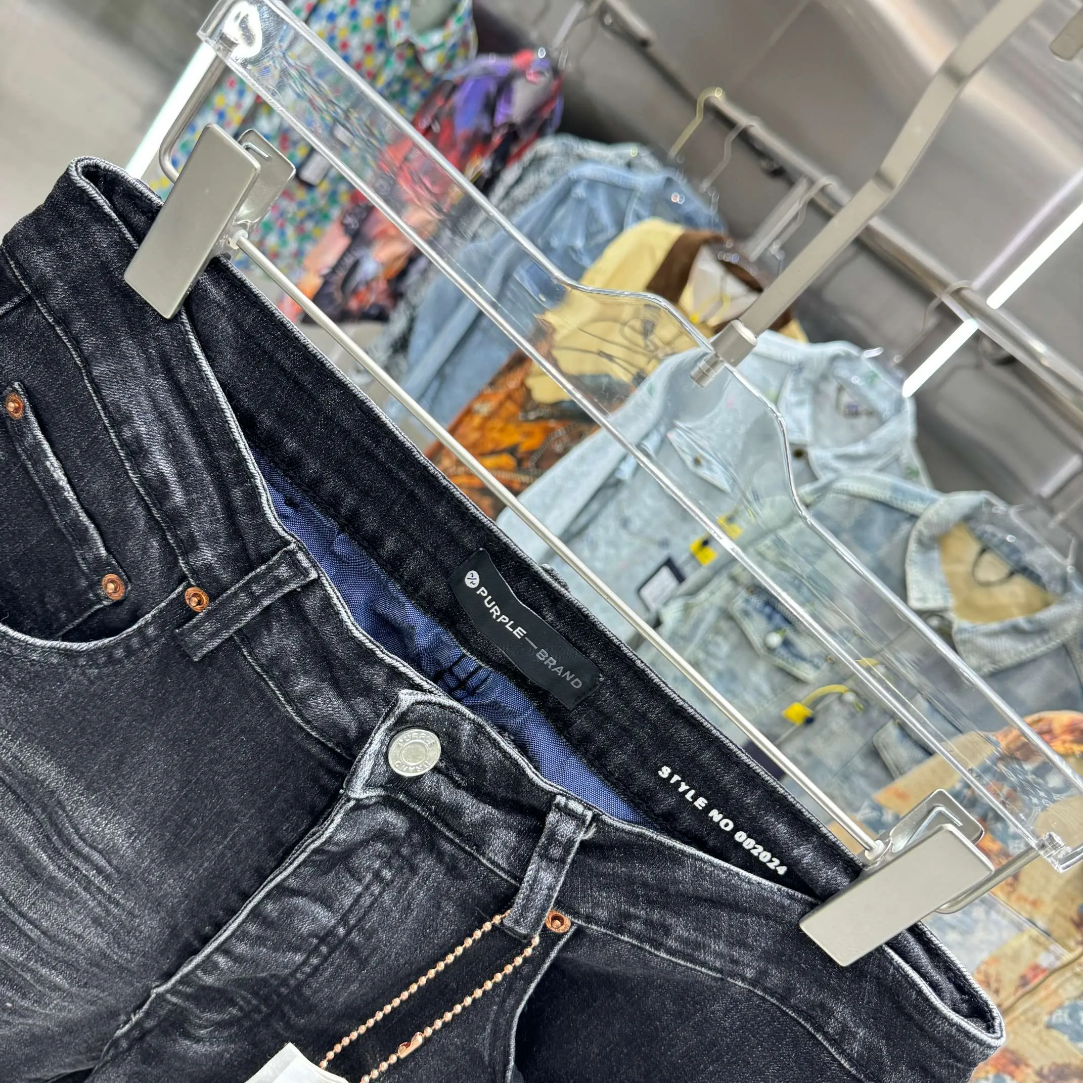 🅿️310 Purple Brand ripped graffiti craft street fashion slim fit stretch jeans Color Black Size 30 32 34 36 38