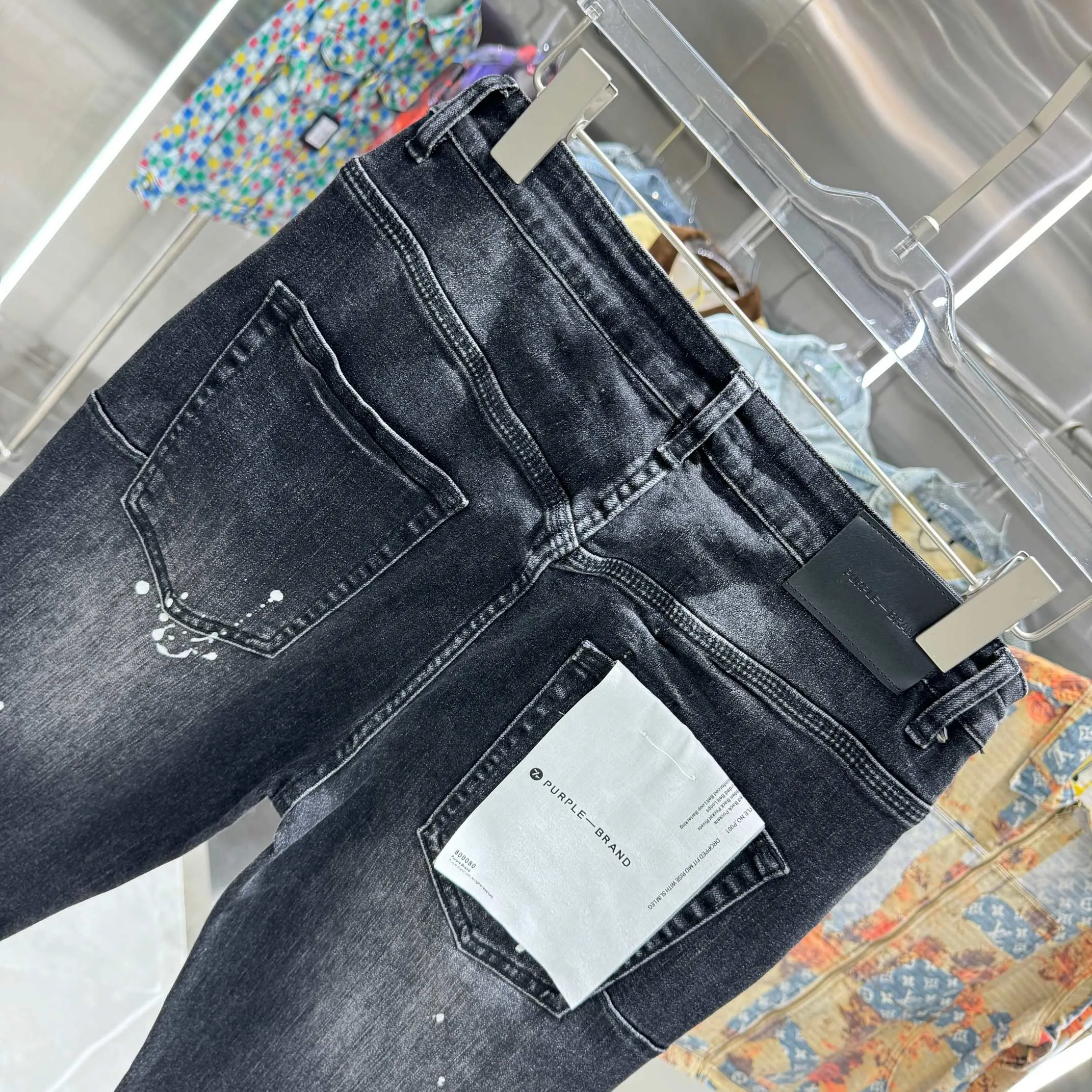 🅿️310 Purple Brand ripped graffiti craft street fashion slim fit stretch jeans Color Black Size 30 32 34 36 38