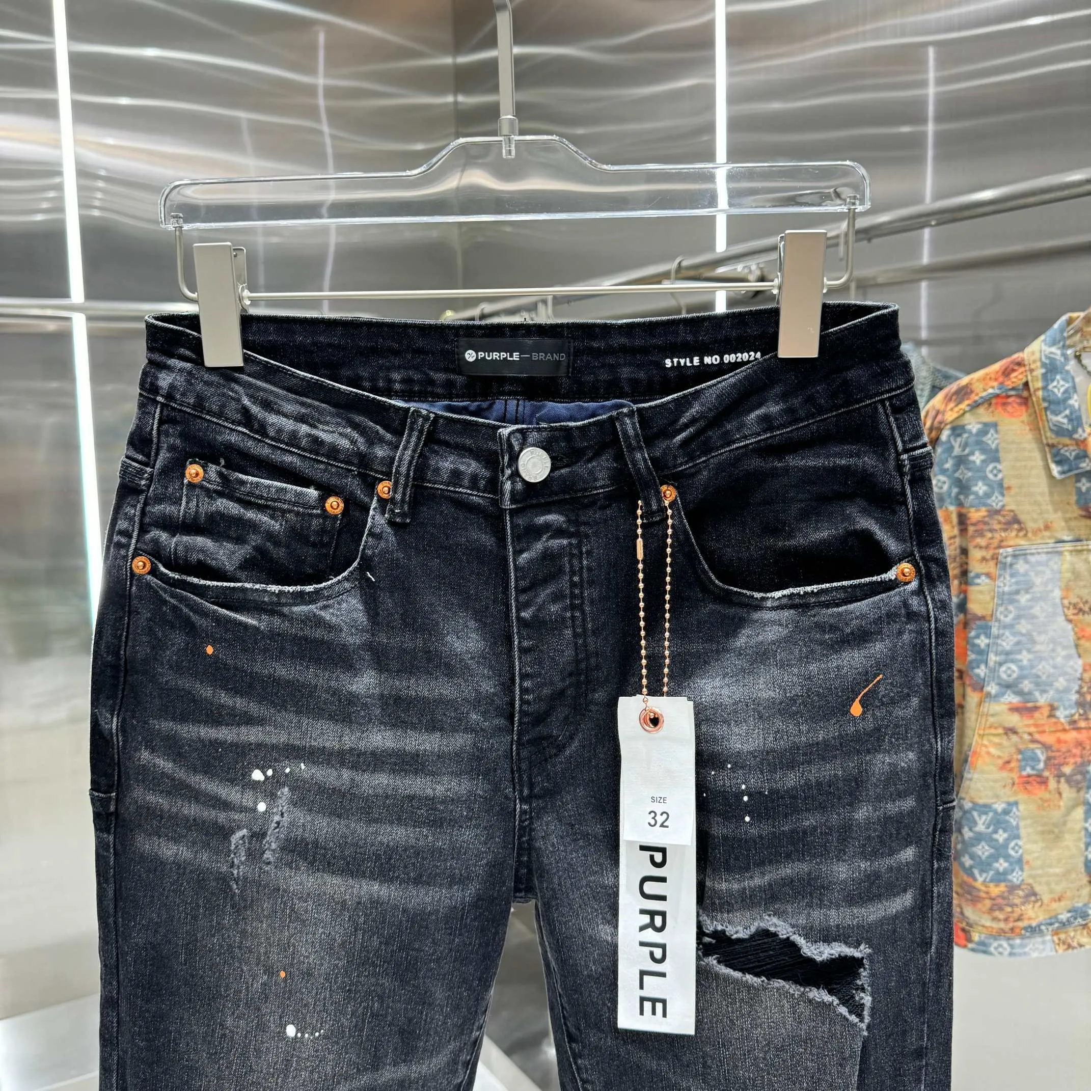 🅿️310 Purple Brand ripped graffiti craft street fashion slim fit stretch jeans Color Black Size 30 32 34 36 38