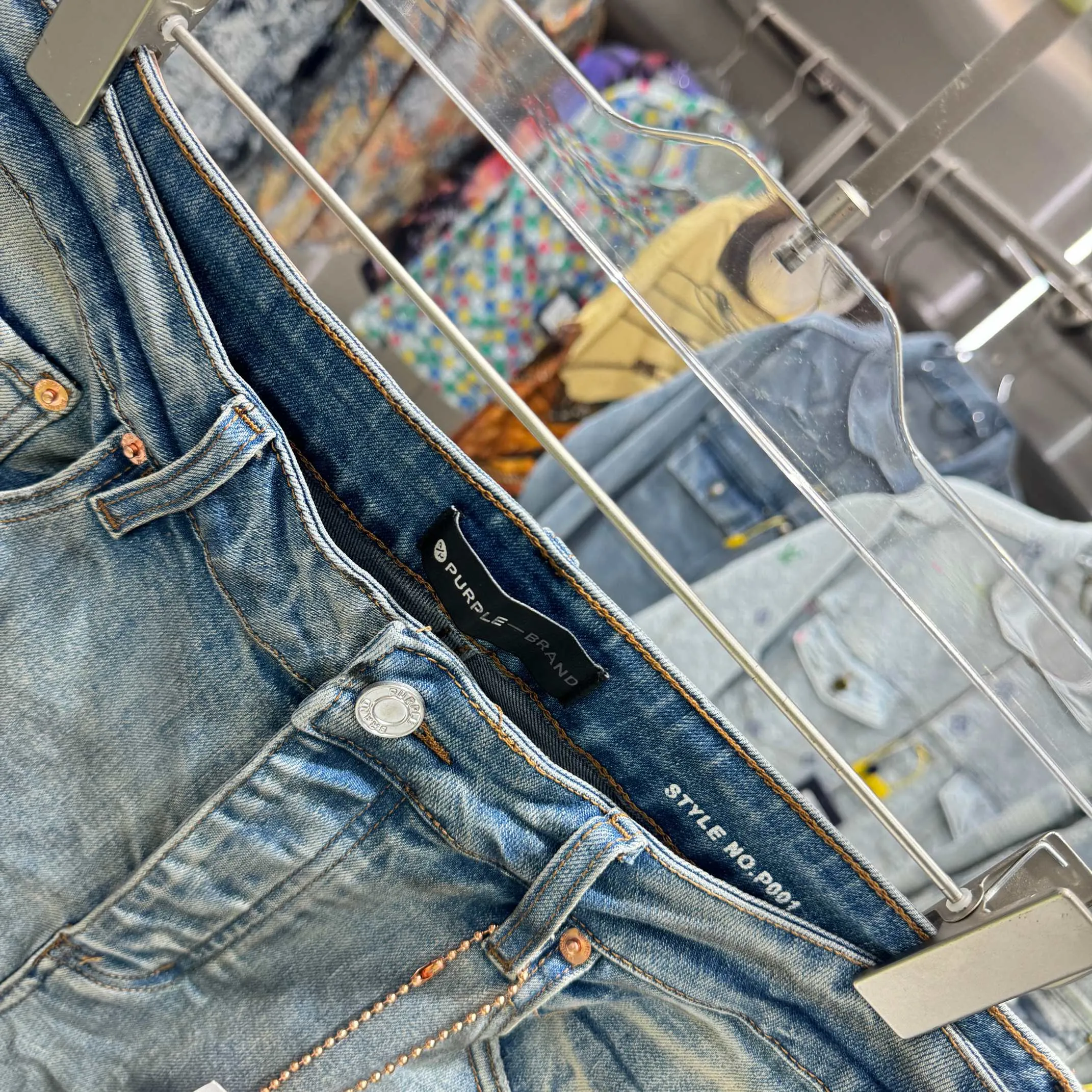 🅿️310 Purple Brand retro slim fit stretch jeans color blue code number 30 32 34 36 38