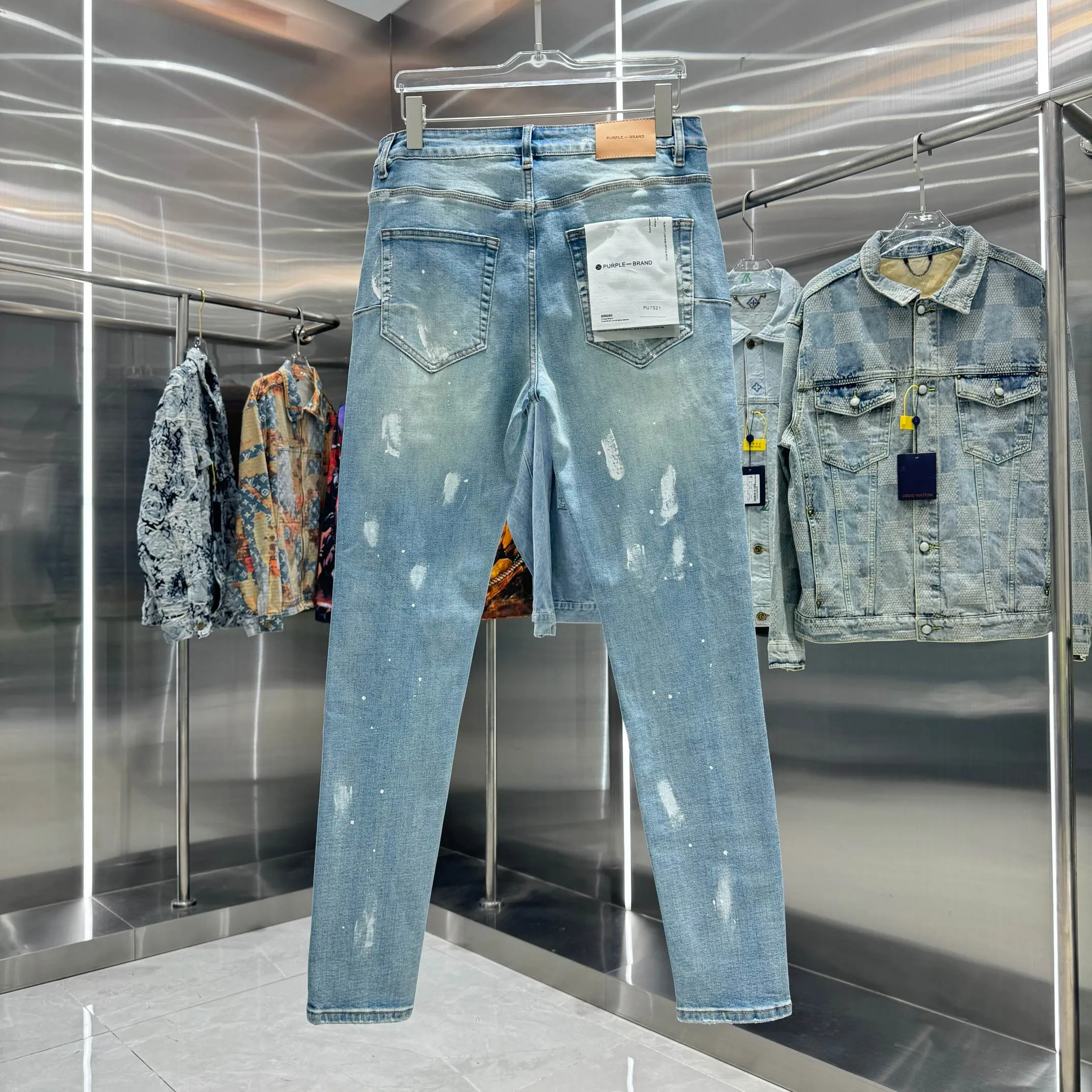 🅿️310 Purple Brand graffiti street fashion brand style slim fit stretch jeans color blue code number 30 32 34 36 38