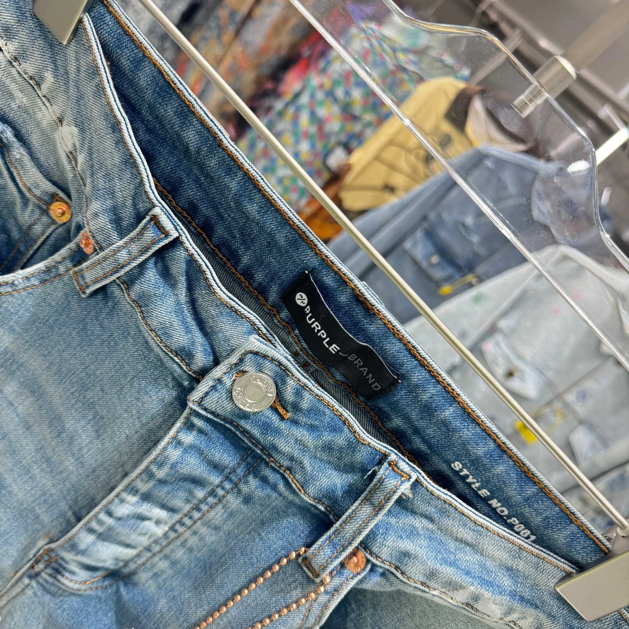 🅿️310 Purple Brand graffiti street fashion brand style slim fit stretch jeans color blue code number 30 32 34 36 38