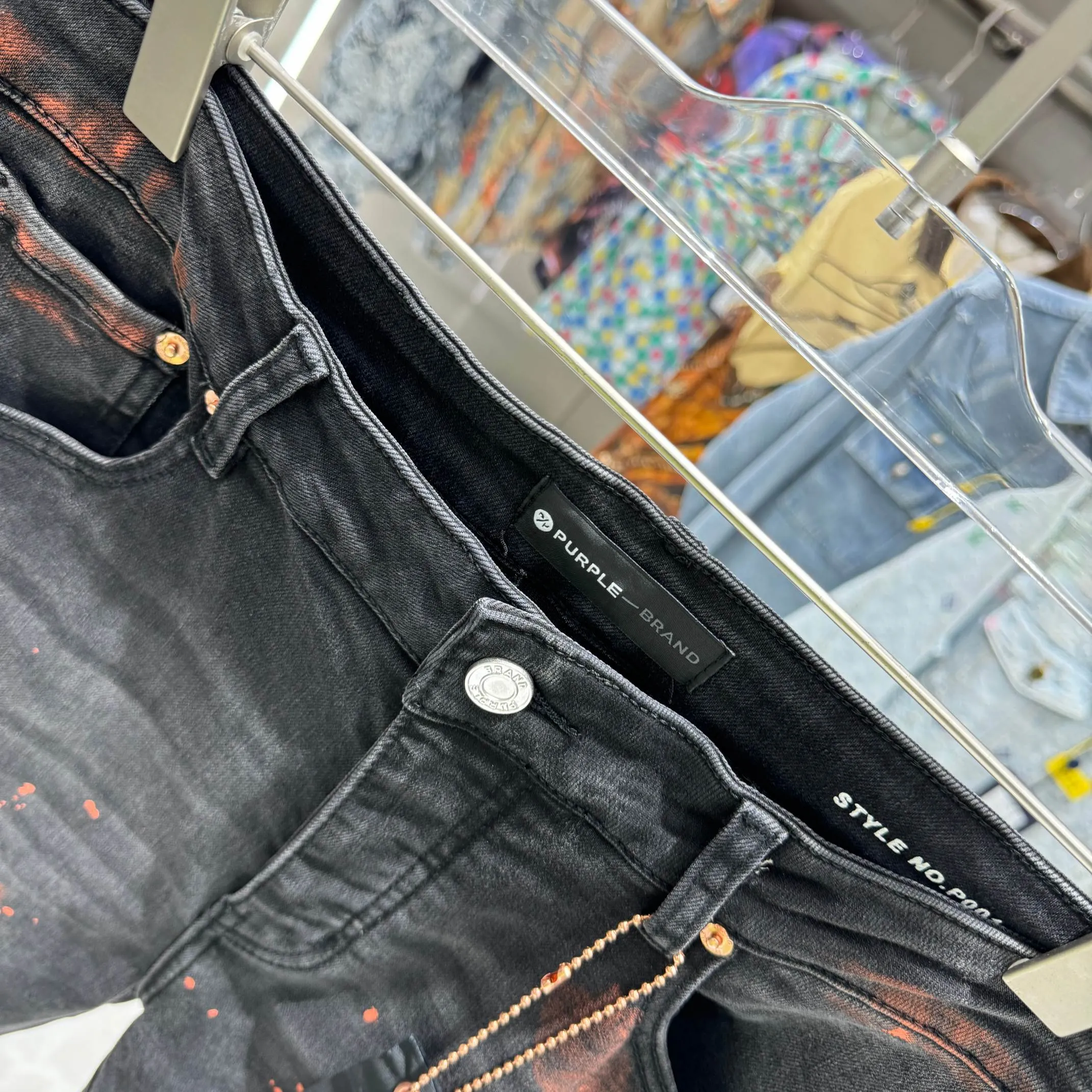 🅿️310 Purple Brand graffiti street fashion style slim fit stretch jeans Color Black Size 30 32 34 36 38