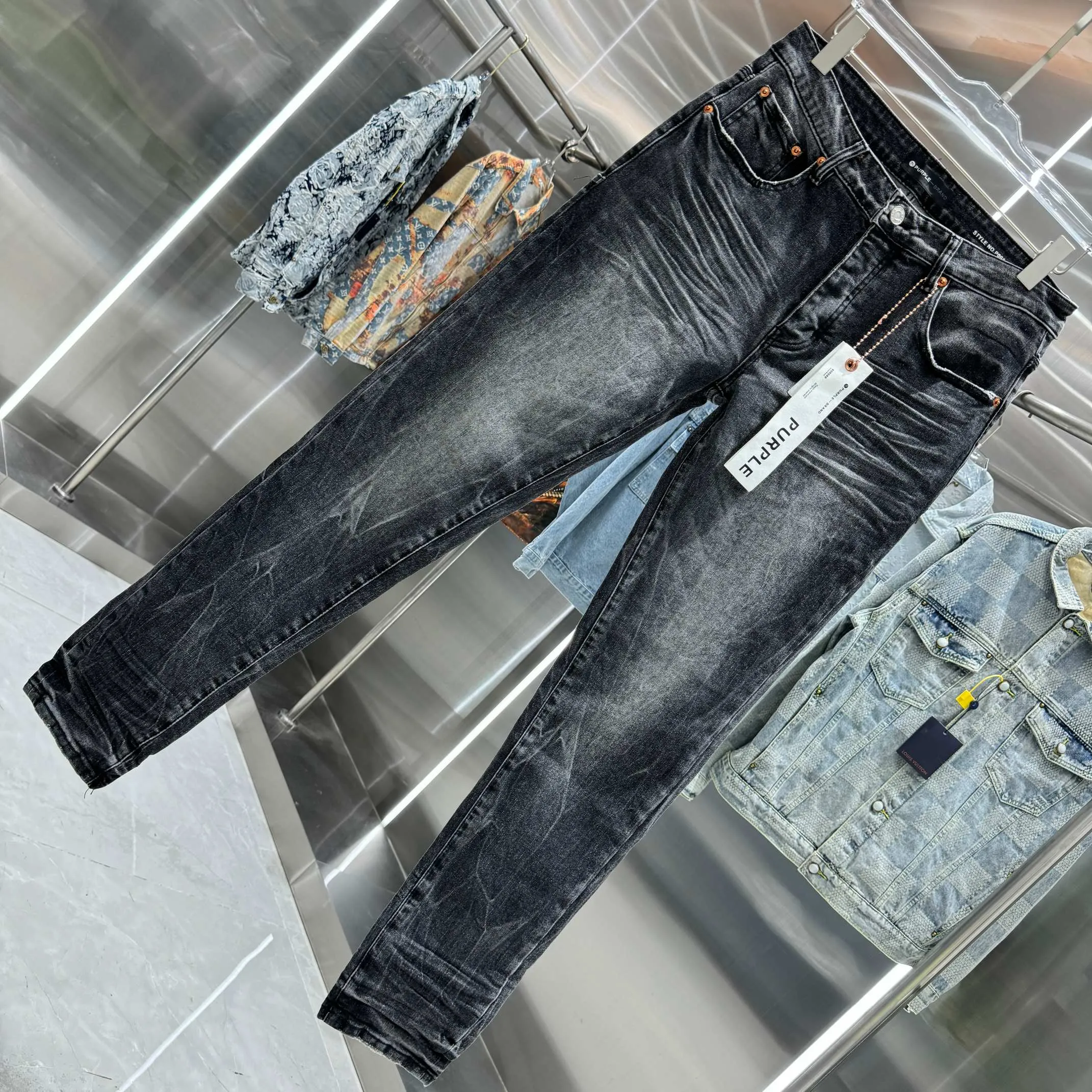 🅿️310 Purple Brand street fashion style slim fit stretch jeans color dark gray size 30 32 34 36 38