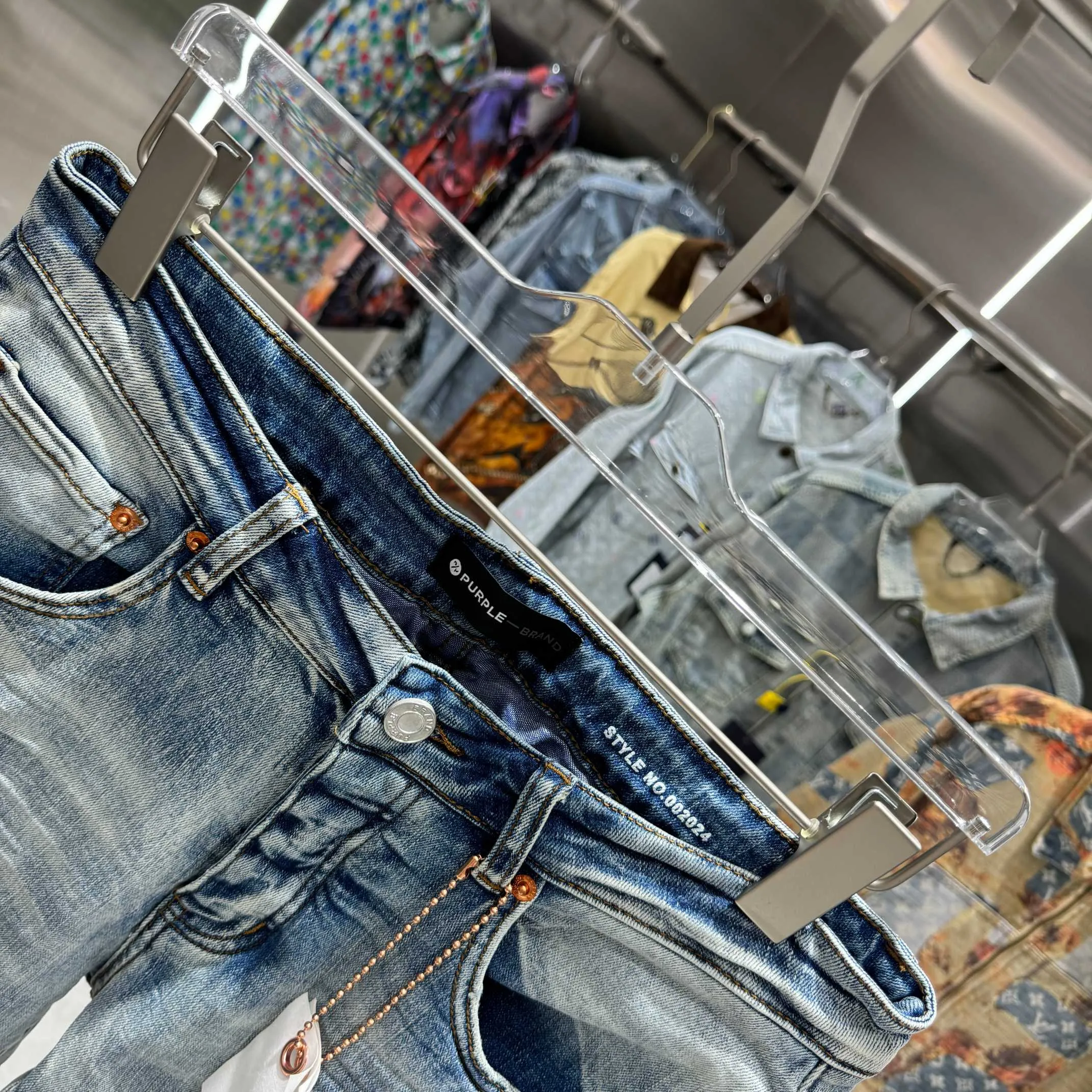🅿️310 Purple Brand ripped graffiti craft street fashion slim fit stretch jeans color light blue size 30 32 34 36 38