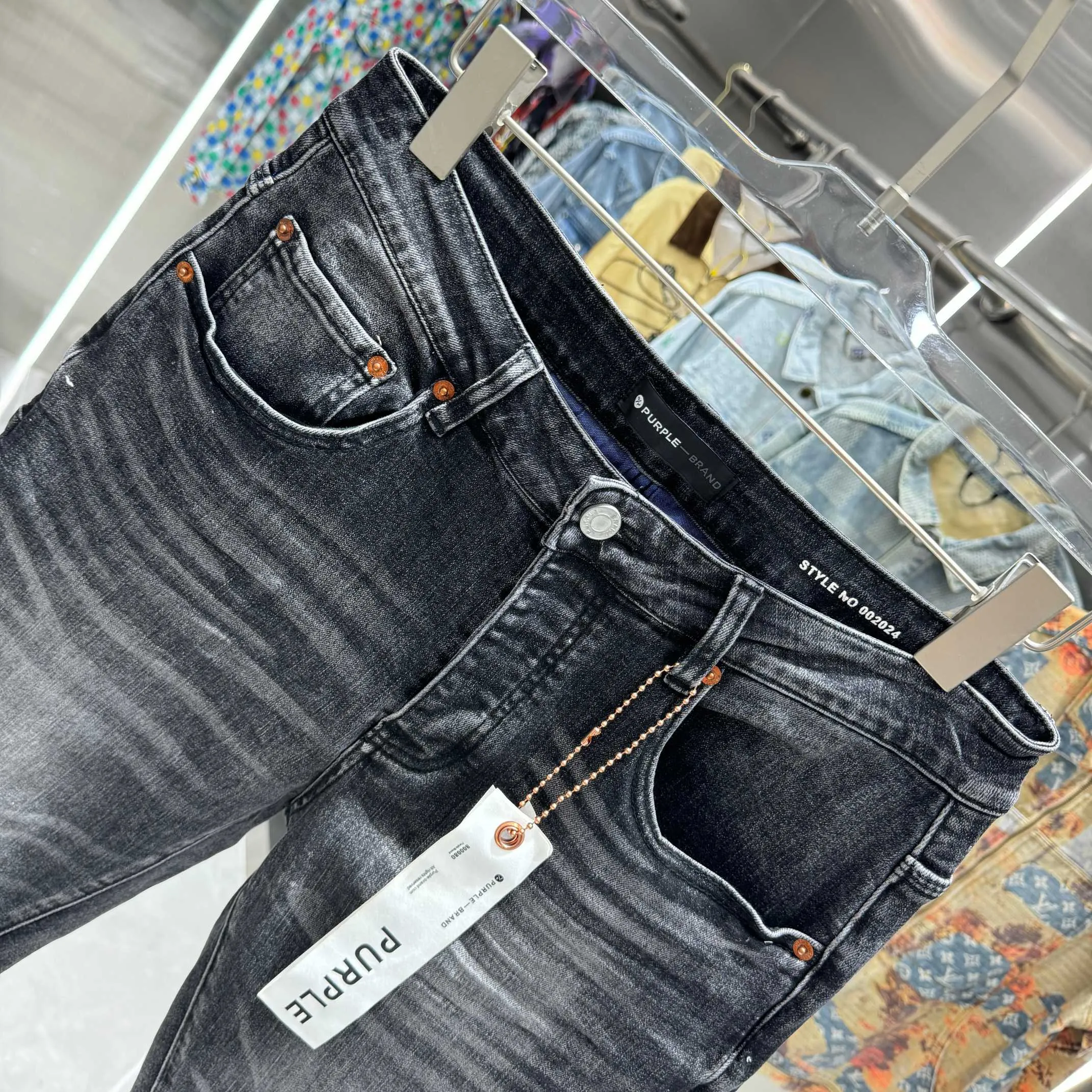 🅿️310 Purple Brand Washed Distressed Street Fashion Slim Fit Small Foot Stretch Jeans Color Black Size 30 32 34 36 38