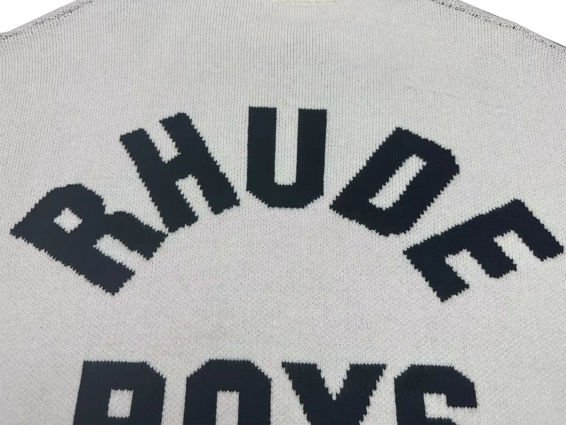 P240 Rhude new simple white printed letter splicing round neck pullover long-sleeved sweater Color: black and white Size: M L XL XXL