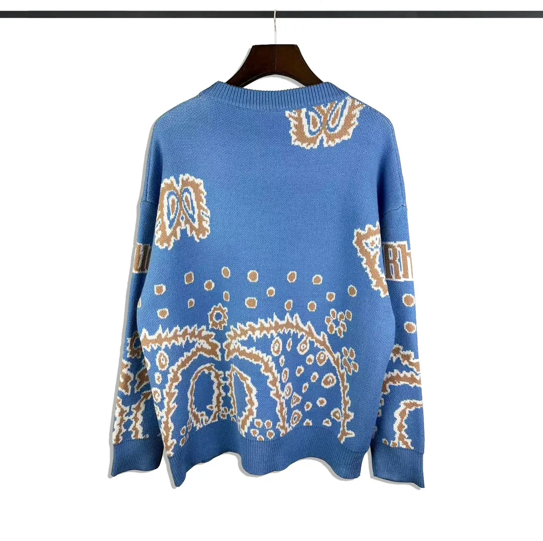 P260 Rhude 23rd autumn and winter new wheat ear🍃jacquard loose sweater Size: M L XL XXL