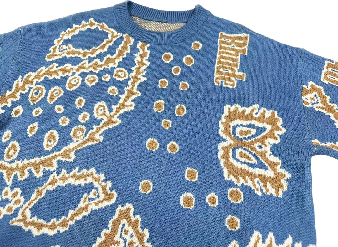 P260 Rhude 23rd autumn and winter new wheat ear🍃jacquard loose sweater Size: M L XL XXL