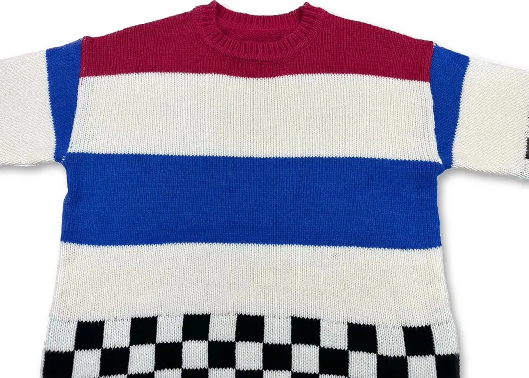 P260 Rhude 23 new style American trendy checkered contrast jacquard thickened sweater Size: M L XL XXL
