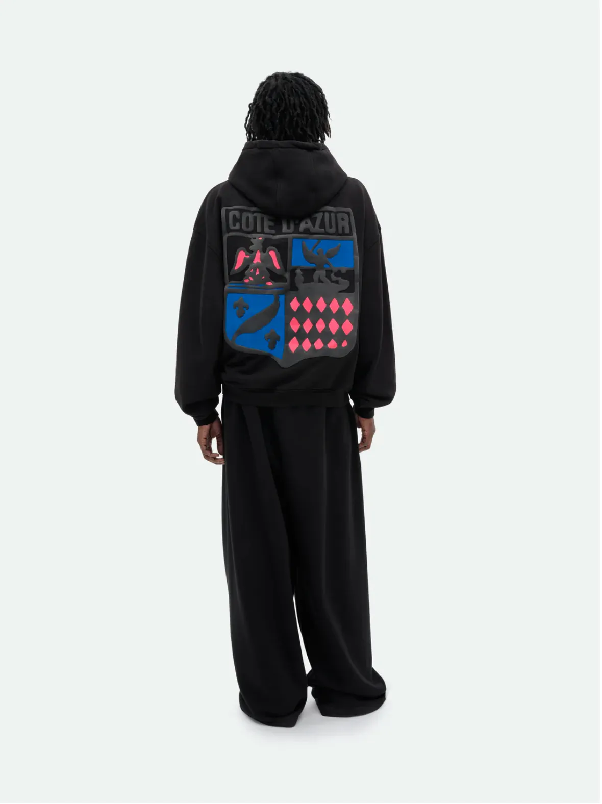 Style No.: 8887 P246 RHUDE New American high street men's and women's street fashion loose hooded sweatshirt. Foam printing technology + using pure cotton terry brushed technology fabric 450 grams. Heavy upper body three-dimensional fluffy size: (S-M-L-XL) Color: black