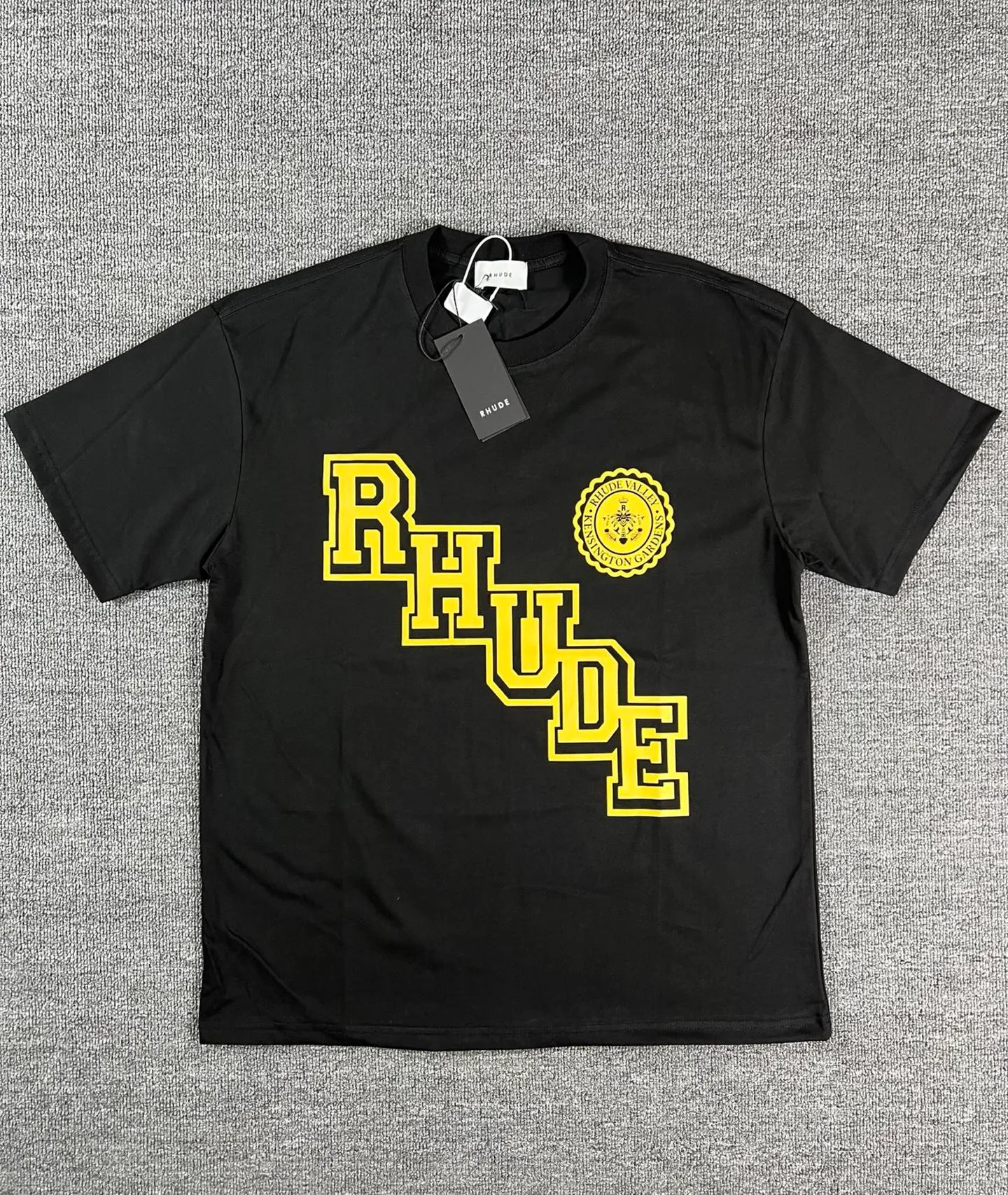 No. 802 #P122 #美ChaoRhude Graphic-print Logo environmentally friendly water glue printing High-quality double yarn pure cotton short-sleeved T-shirt Size: S M L XL