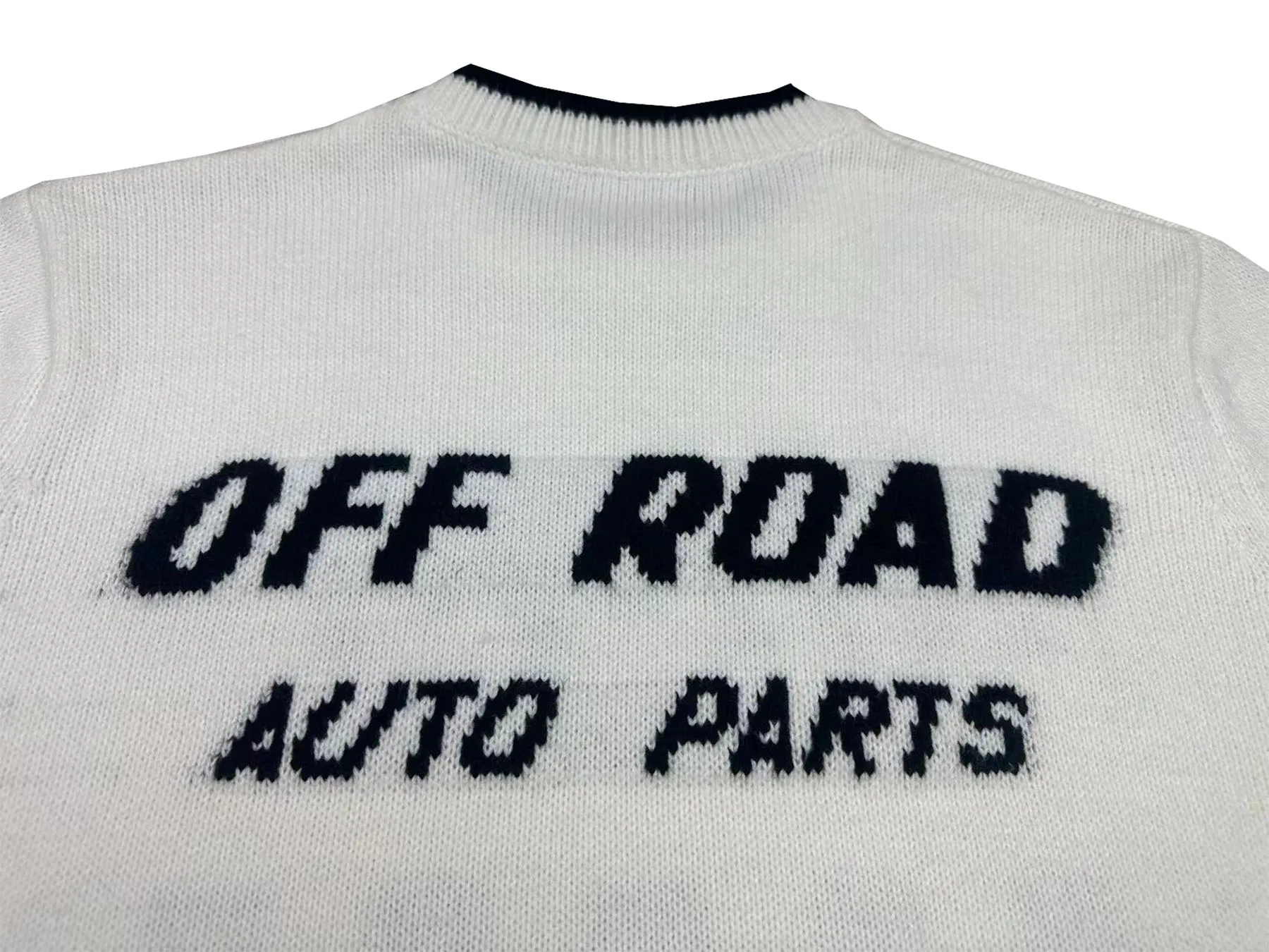P240 Rhude new racing track jacquard crew neck sweater Color: Khaki White Size: M L XL XXL