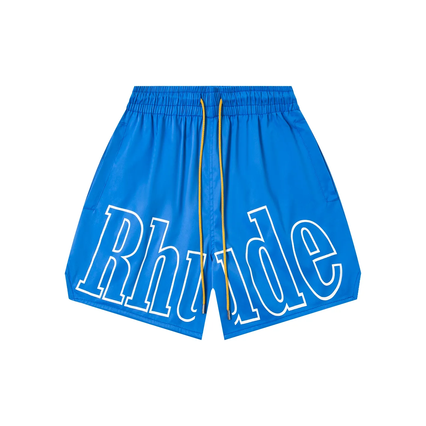 809#P150 Rhude American trendy brand quick-drying beach pants elastic waist shorts letter printed trendy lining mesh men's loose sports pants Color: Black Gray Green Blue Fabric: 150g nylon 100% polyester Size: S M L XL