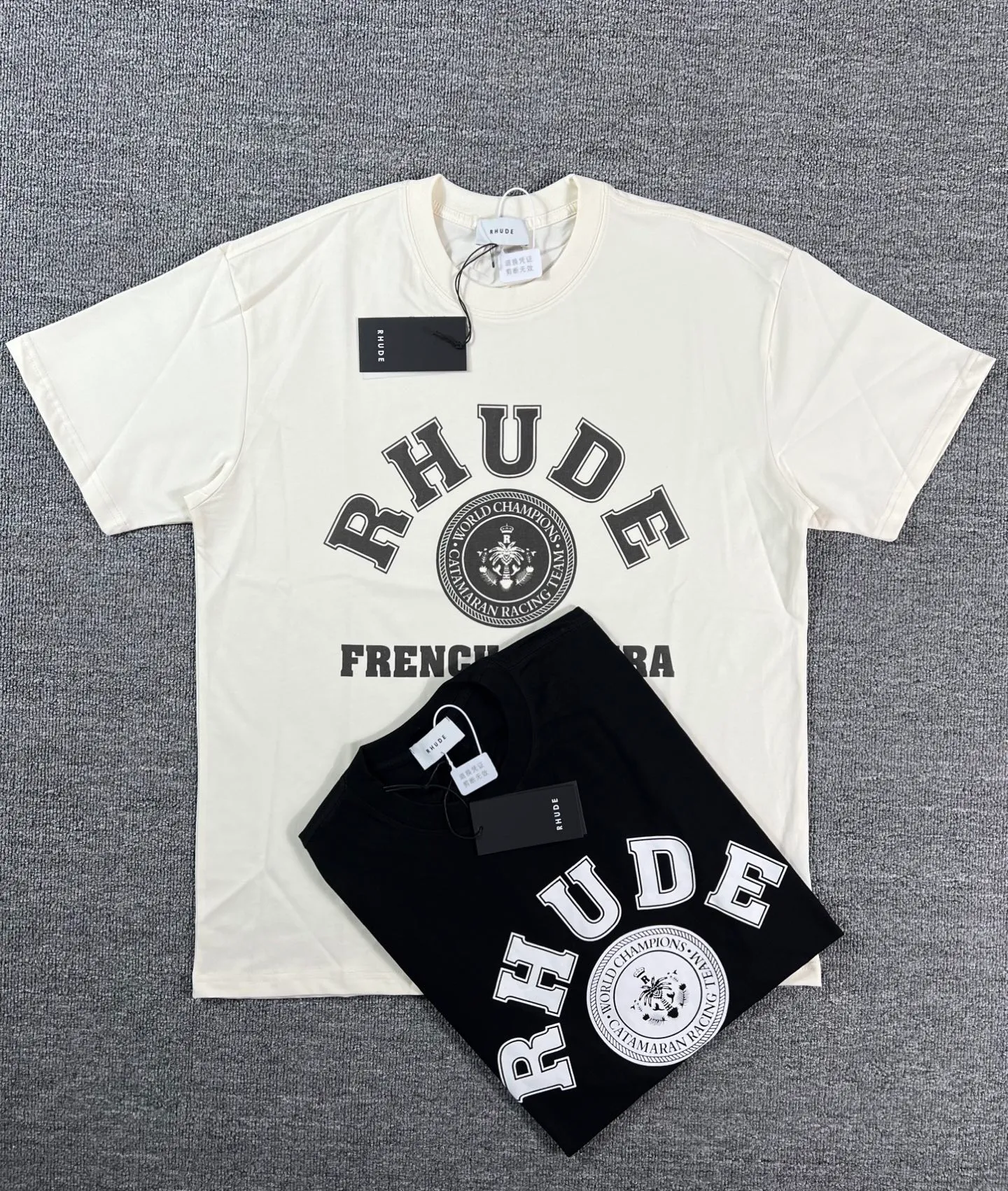 No. 811 #P122 #美ChaoRhude Graphic-print Logo environmentally friendly water glue printing high-quality double yarn pure cotton short-sleeved T-shirt Size: S M L XL