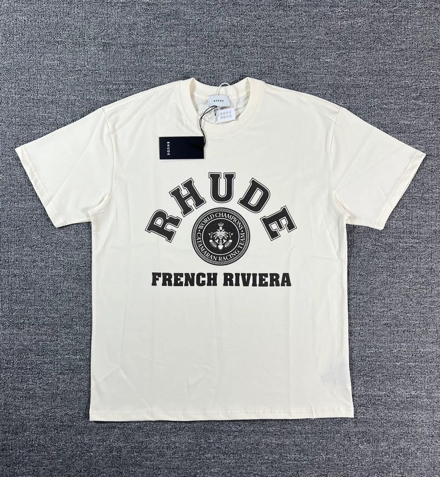 No. 811 #P122 #美ChaoRhude Graphic-print Logo environmentally friendly water glue printing high-quality double yarn pure cotton short-sleeved T-shirt Size: S M L XL