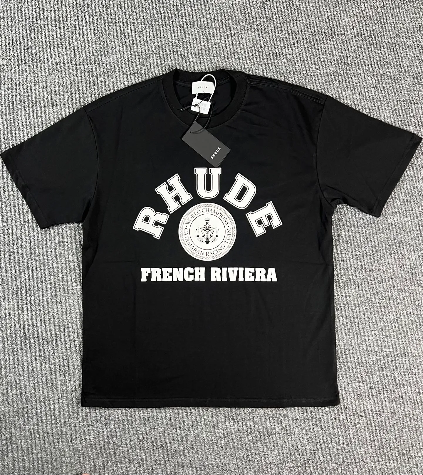 No. 811 #P122 #美ChaoRhude Graphic-print Logo environmentally friendly water glue printing high-quality double yarn pure cotton short-sleeved T-shirt Size: S M L XL