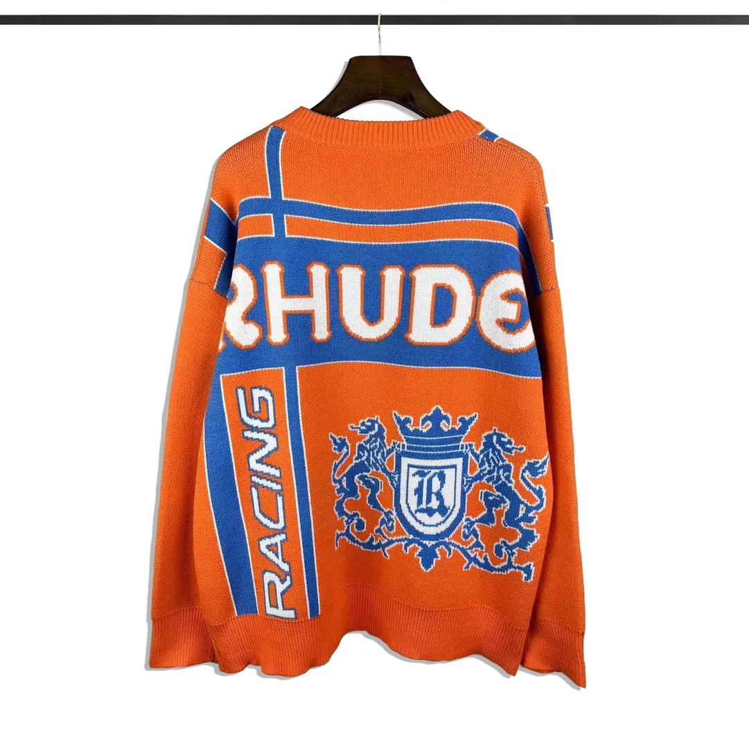 P270 Rhude fashionable new style🦁️jacquard loose sweater Size: M L XL XXL