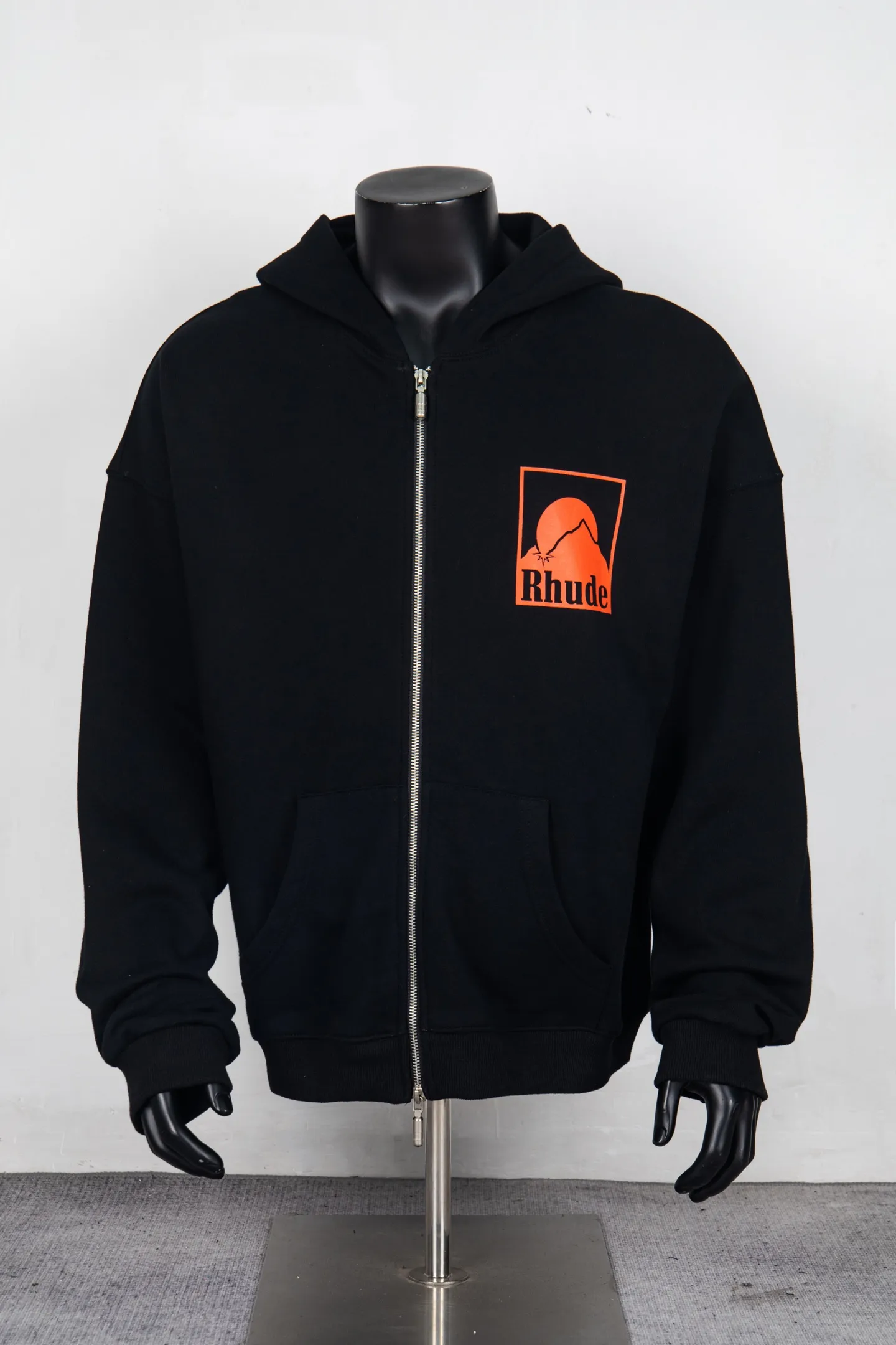 Style No. H29# Rhude sunset printed terry 360 carat zipper hooded sweatshirt Color: Black Size: SMLXL P250
