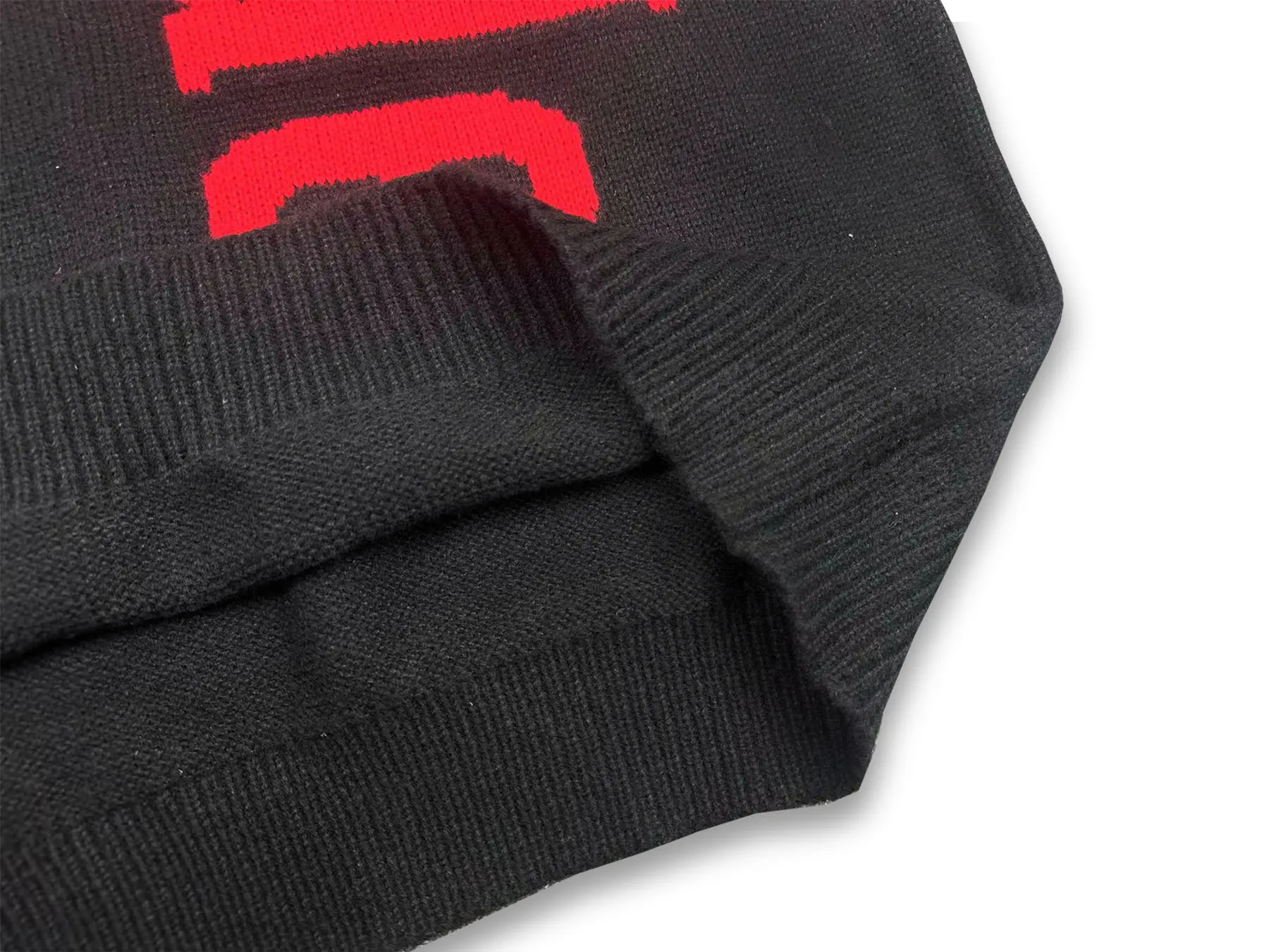 P240 Rhude new jacquard letter crew neck sweater Color: black white Size: M L XL XXL