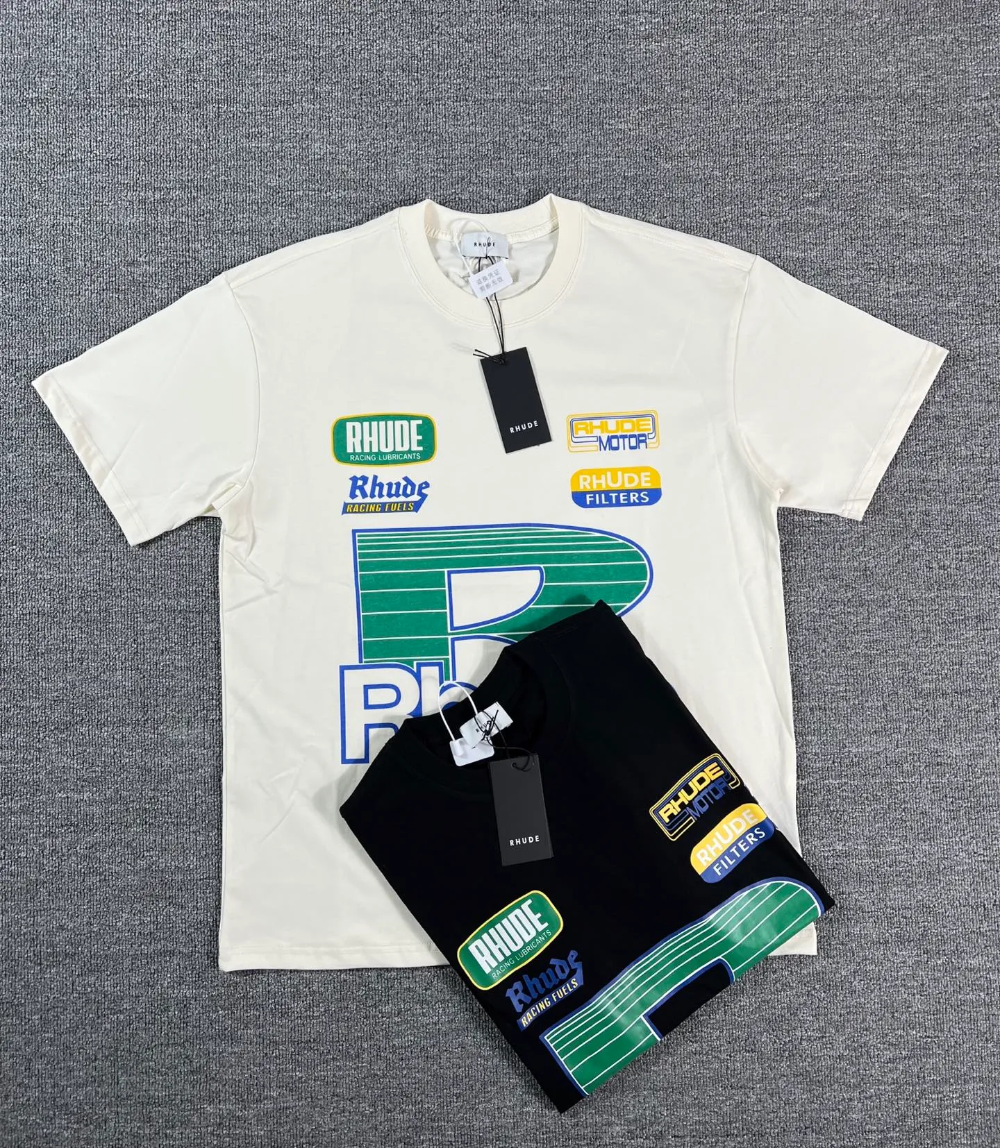 No. 801 #P122 #美ChaoRhude Graphic-print Logo environmentally friendly water glue printing High-quality double yarn pure cotton short-sleeved T-shirt Size: S M L XL