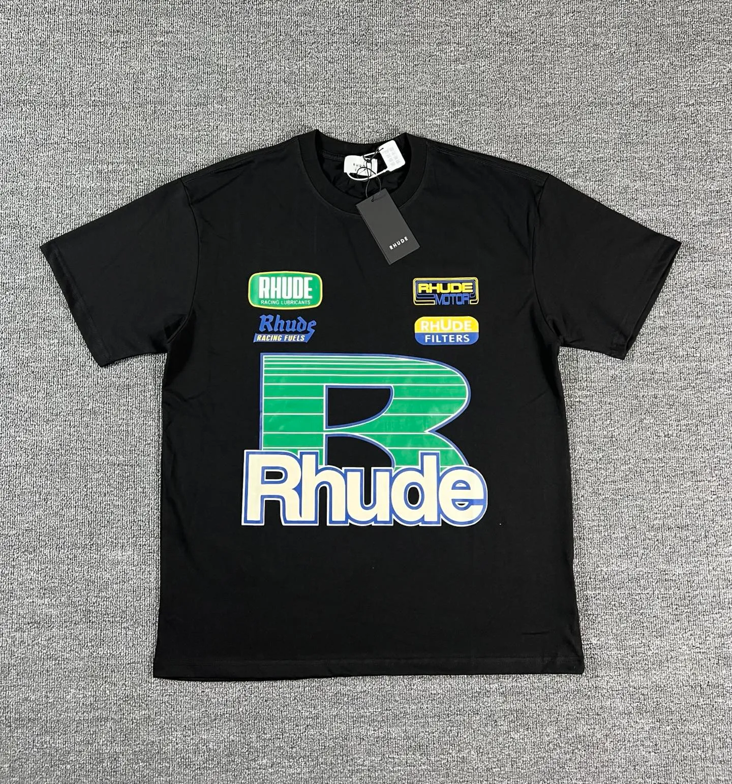 No. 801 #P122 #美ChaoRhude Graphic-print Logo environmentally friendly water glue printing High-quality double yarn pure cotton short-sleeved T-shirt Size: S M L XL