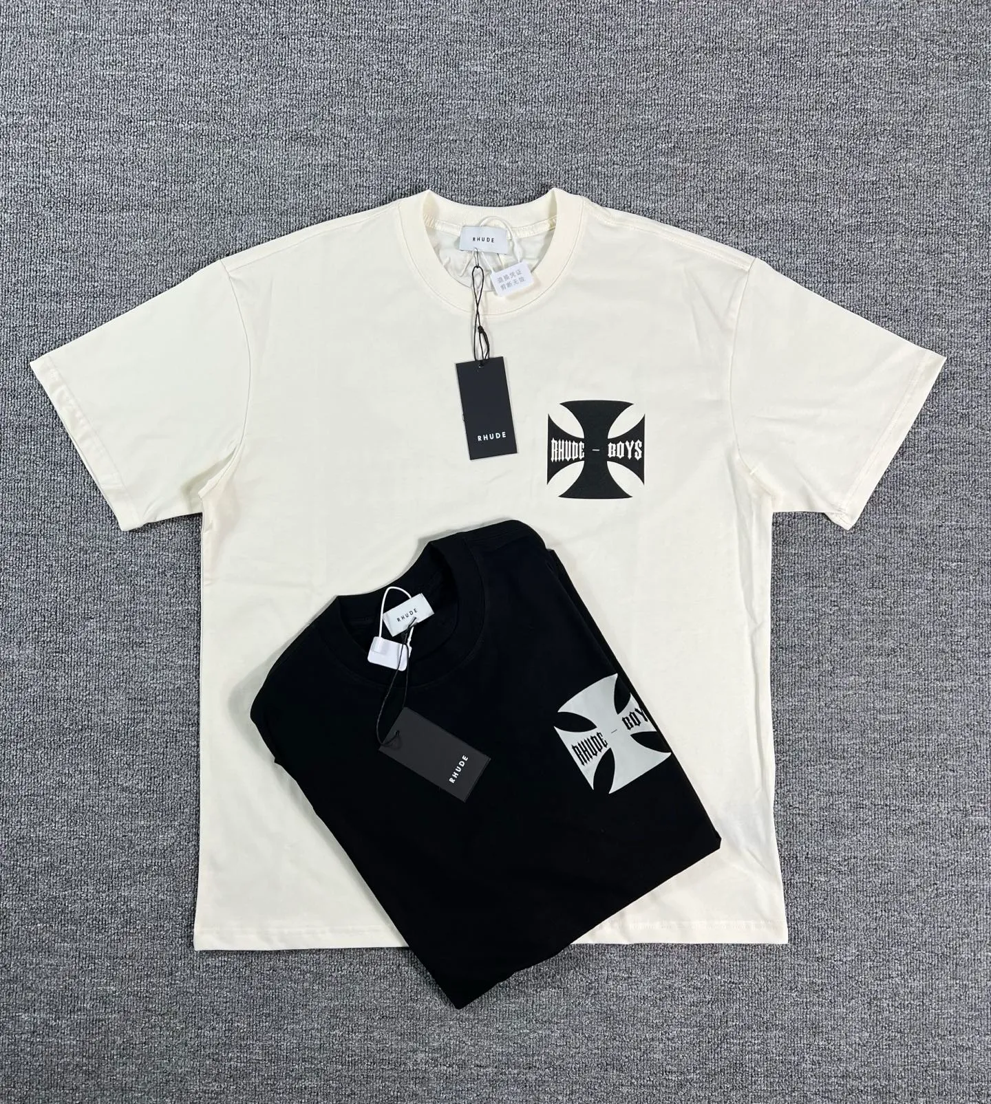 No. 806 #P122 #美ChaoRhude Graphic-print Logo environmentally friendly water glue printing high-quality double yarn pure cotton short-sleeved T-shirt Size: S M L XL