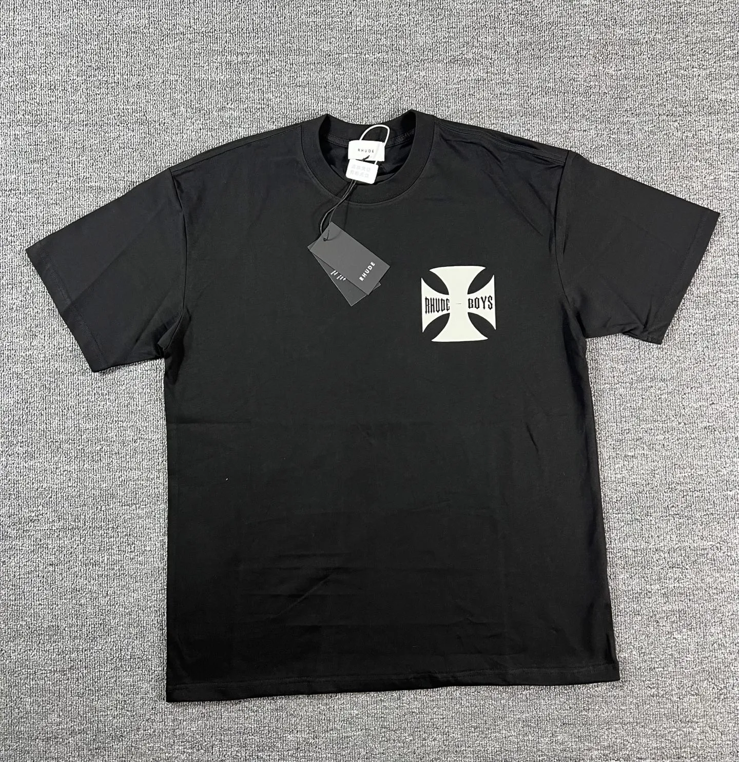 No. 806 #P122 #美ChaoRhude Graphic-print Logo environmentally friendly water glue printing high-quality double yarn pure cotton short-sleeved T-shirt Size: S M L XL