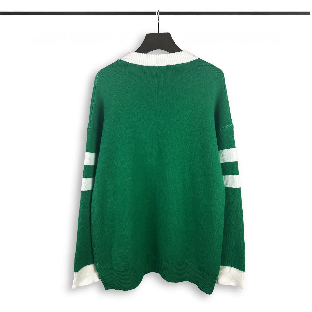 P250 Rhude new contrasting jacquard letter crew neck sweater Color: black and white green Size: M L XL XXL