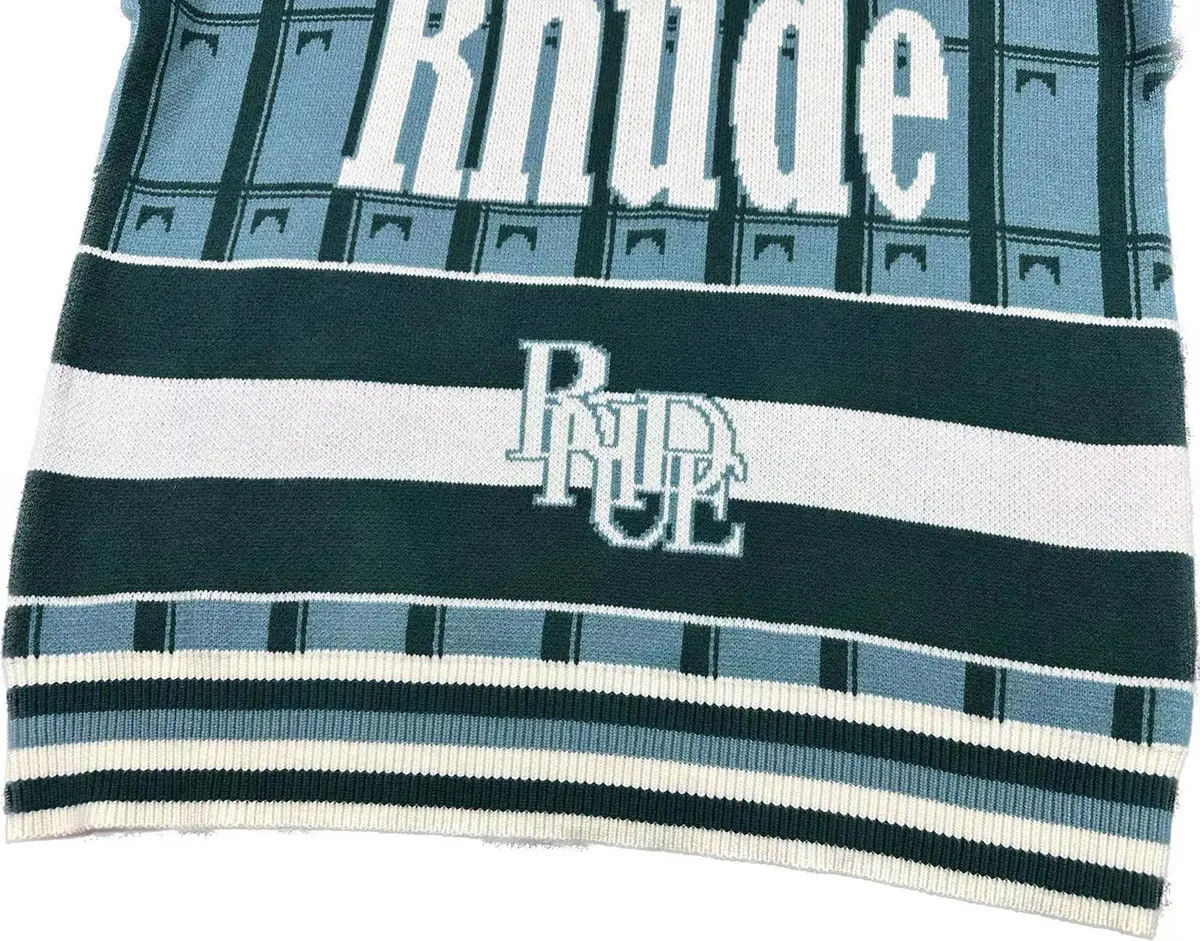 P300 Rhude new polo collar letter jacquard sweater Size: M L XL XXL