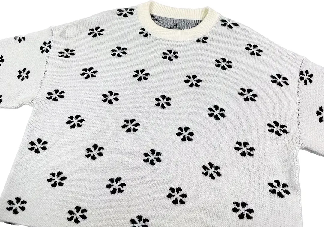 P260 Rhude 23 new small floral all-over jacquard loose sweater Size: M L XL XXL