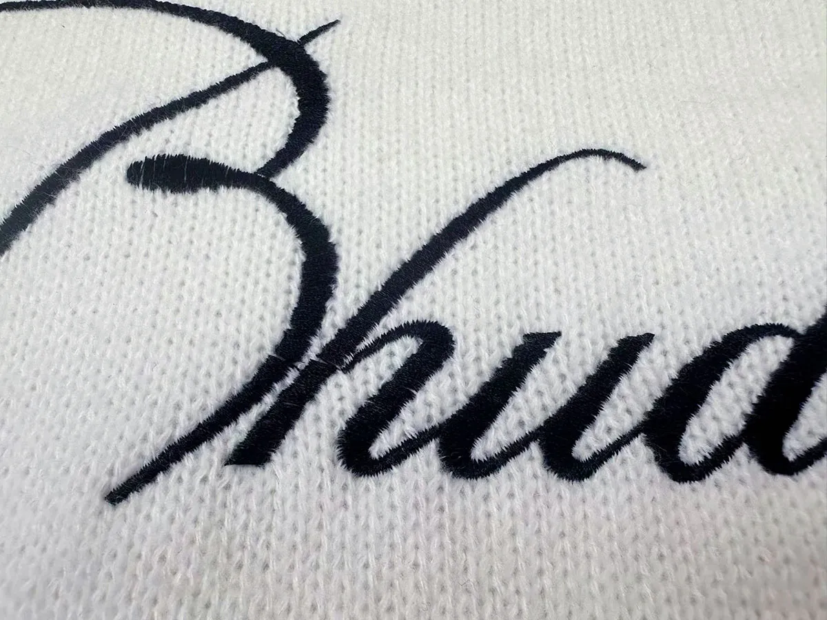 P240 Rhude new simple design letter loose sweater Color: Green White Size: M L XL XXL