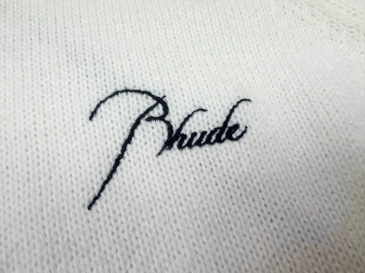 P240 Rhude new simple design letter loose sweater Color: Green White Size: M L XL XXL