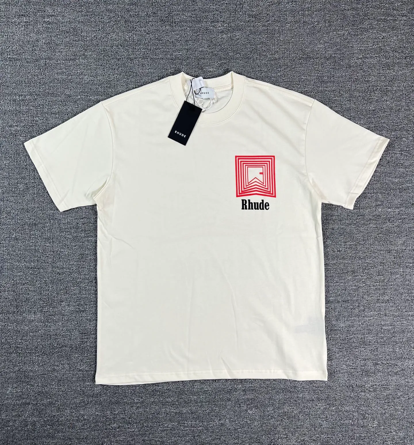 No. 803 #P122 #美ChaoRhude Graphic-print Logo environmentally friendly water glue printing High-quality double yarn pure cotton short-sleeved T-shirt Size: S M L XL