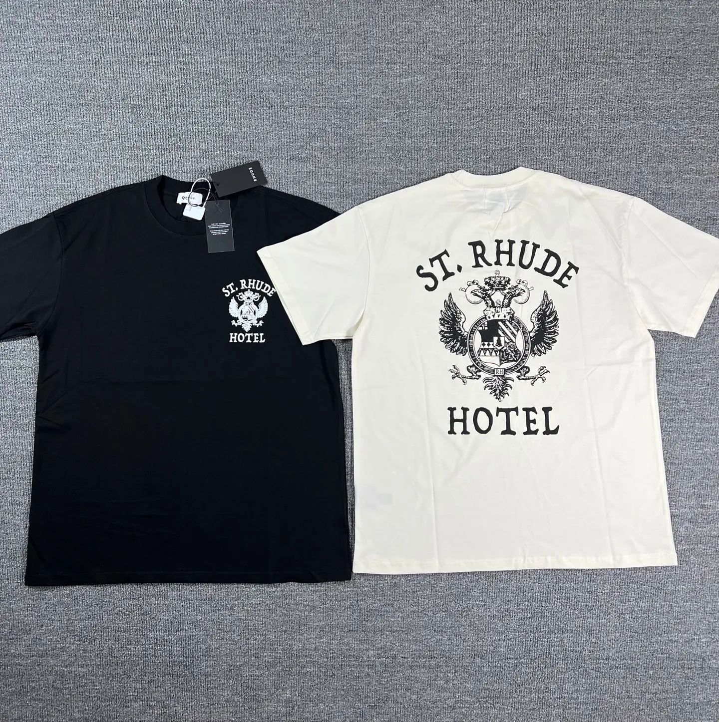 No. 809 #P122 #美ChaoRhude Graphic-print Logo environmentally friendly water glue printing high-quality double yarn pure cotton short-sleeved T-shirt Size: S M L XL