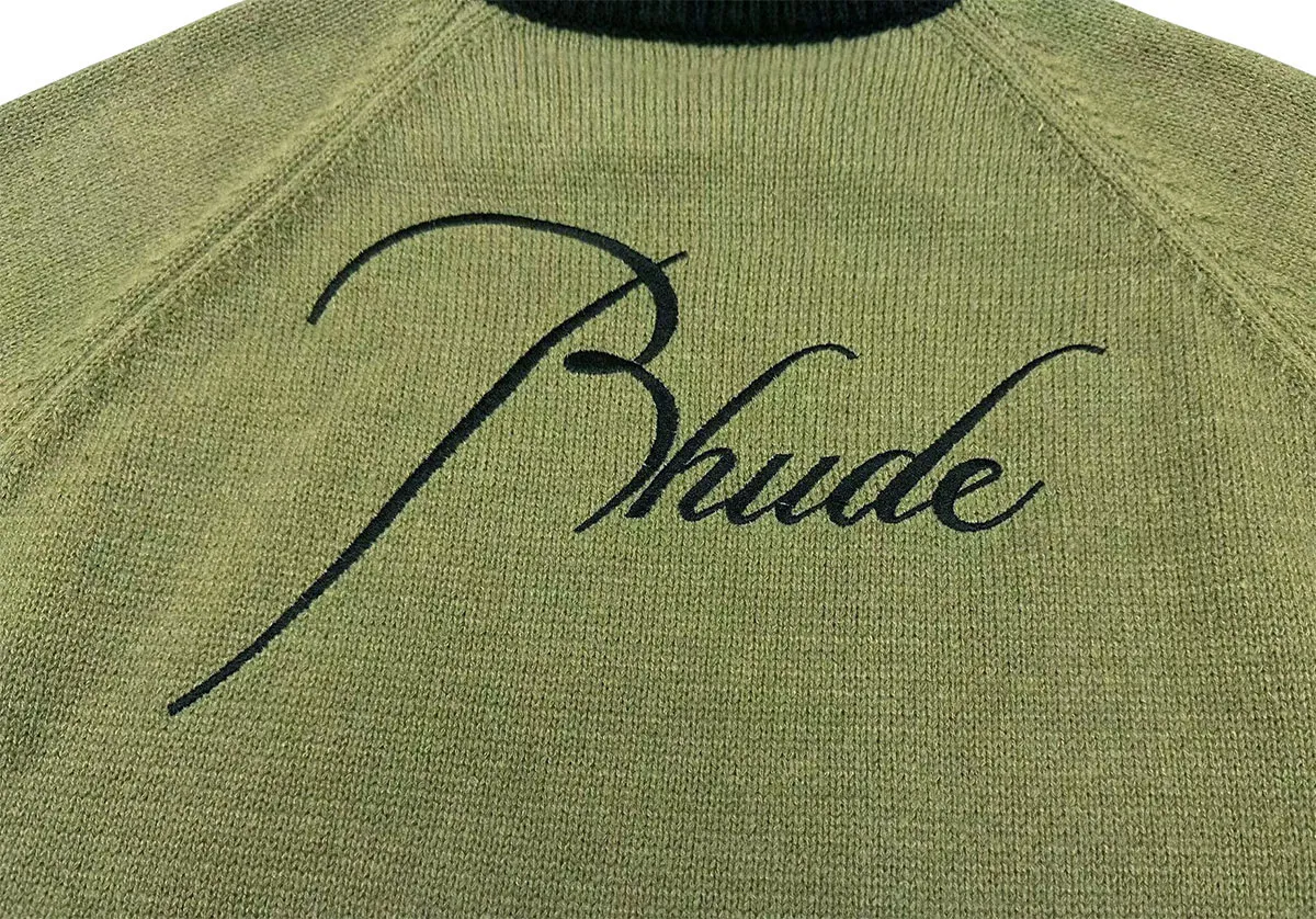 P240 Rhude new simple design letter loose sweater Color: Green White Size: M L XL XXL