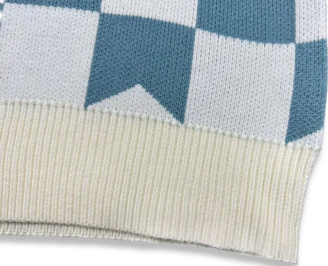 P260 Rhude 23 new US trend official grid jacquard loose sweater Size: M L XL XXL