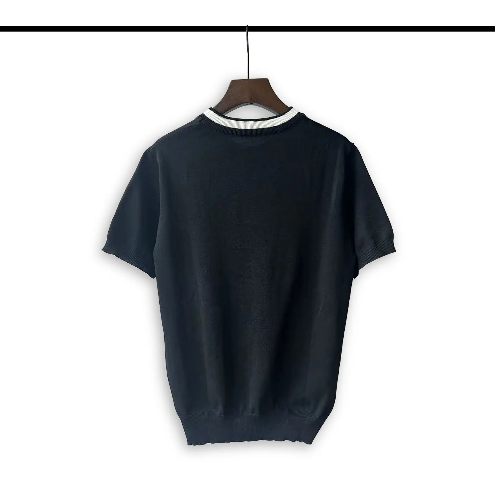 P190 Rhude 24 spring and summer new classic round neck letter embroidered knitted short sleeves Color: White Black Size: M L XL XXL