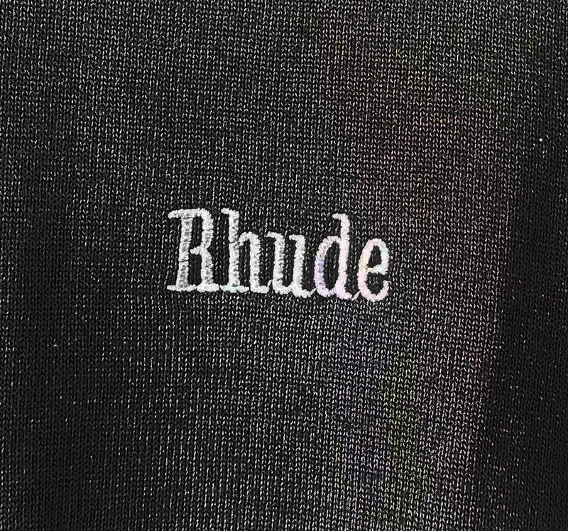 P190 Rhude 24 spring and summer new classic round neck letter embroidered knitted short sleeves Color: White Black Size: M L XL XXL