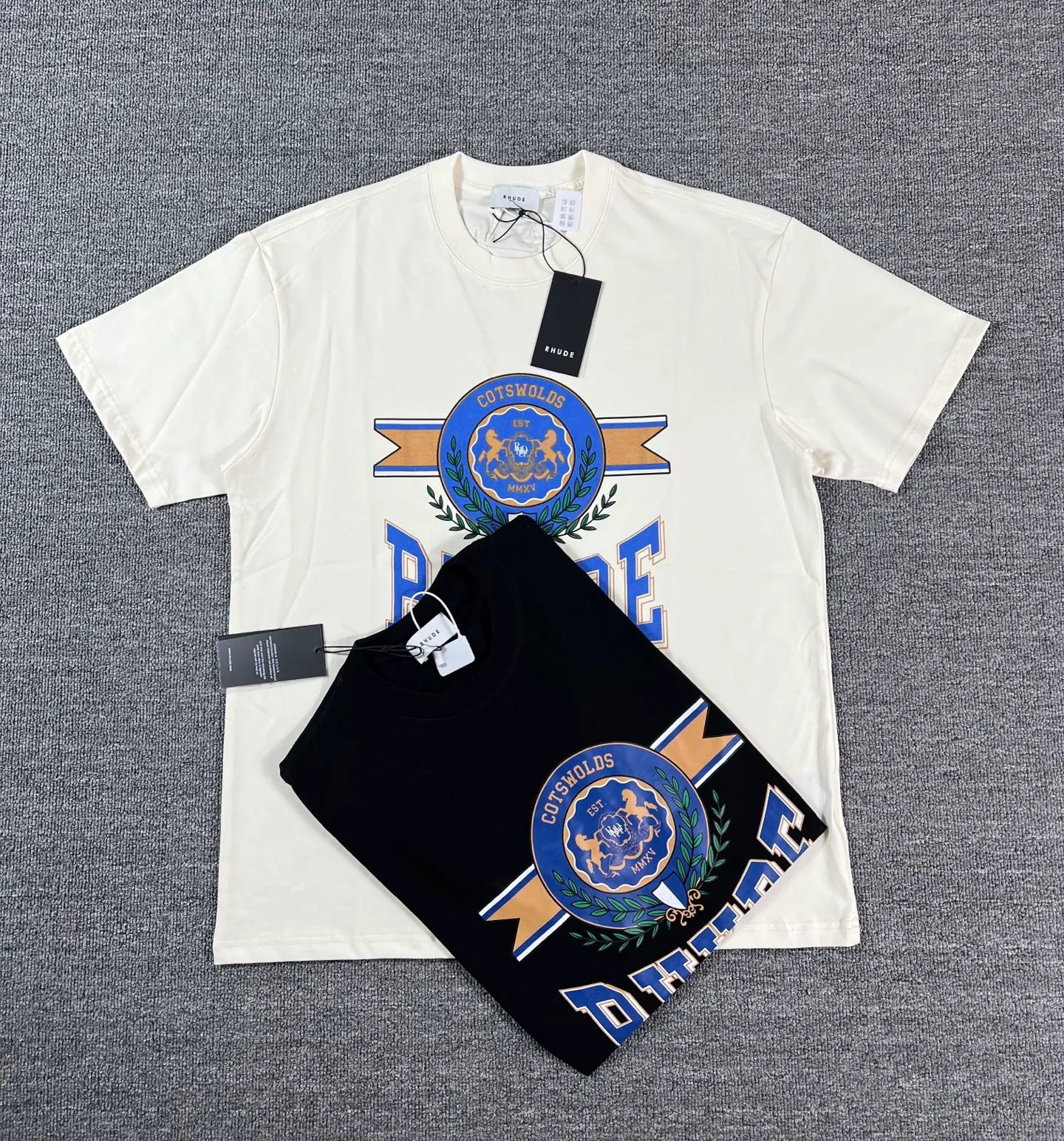 No. 808 #P122 #美ChaoRhude Graphic-print Logo environmentally friendly water glue printing High-quality double yarn pure cotton short-sleeved T-shirt Size: S M L XL