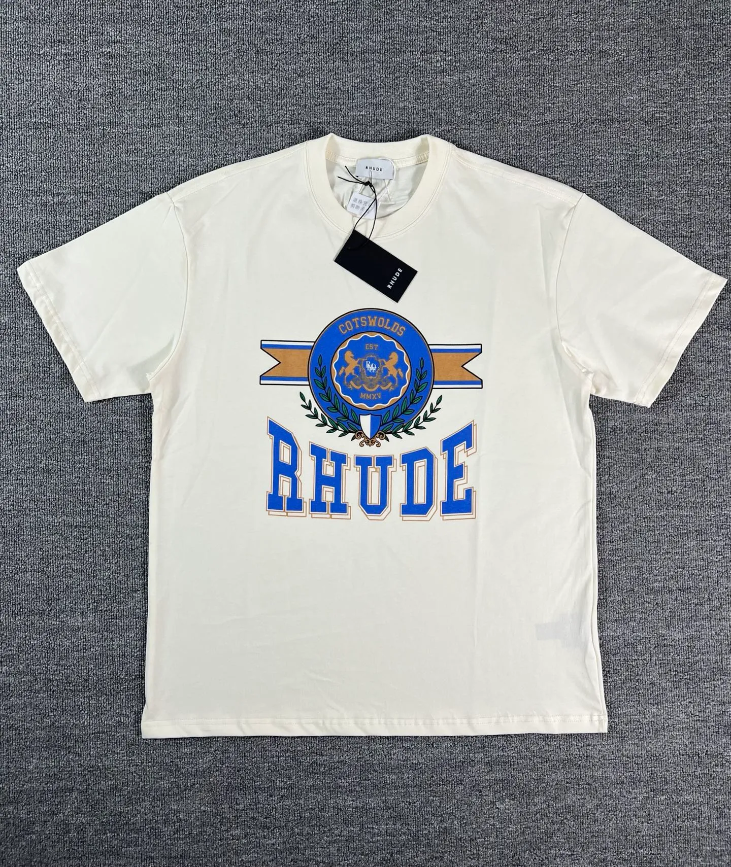 No. 808 #P122 #美ChaoRhude Graphic-print Logo environmentally friendly water glue printing High-quality double yarn pure cotton short-sleeved T-shirt Size: S M L XL