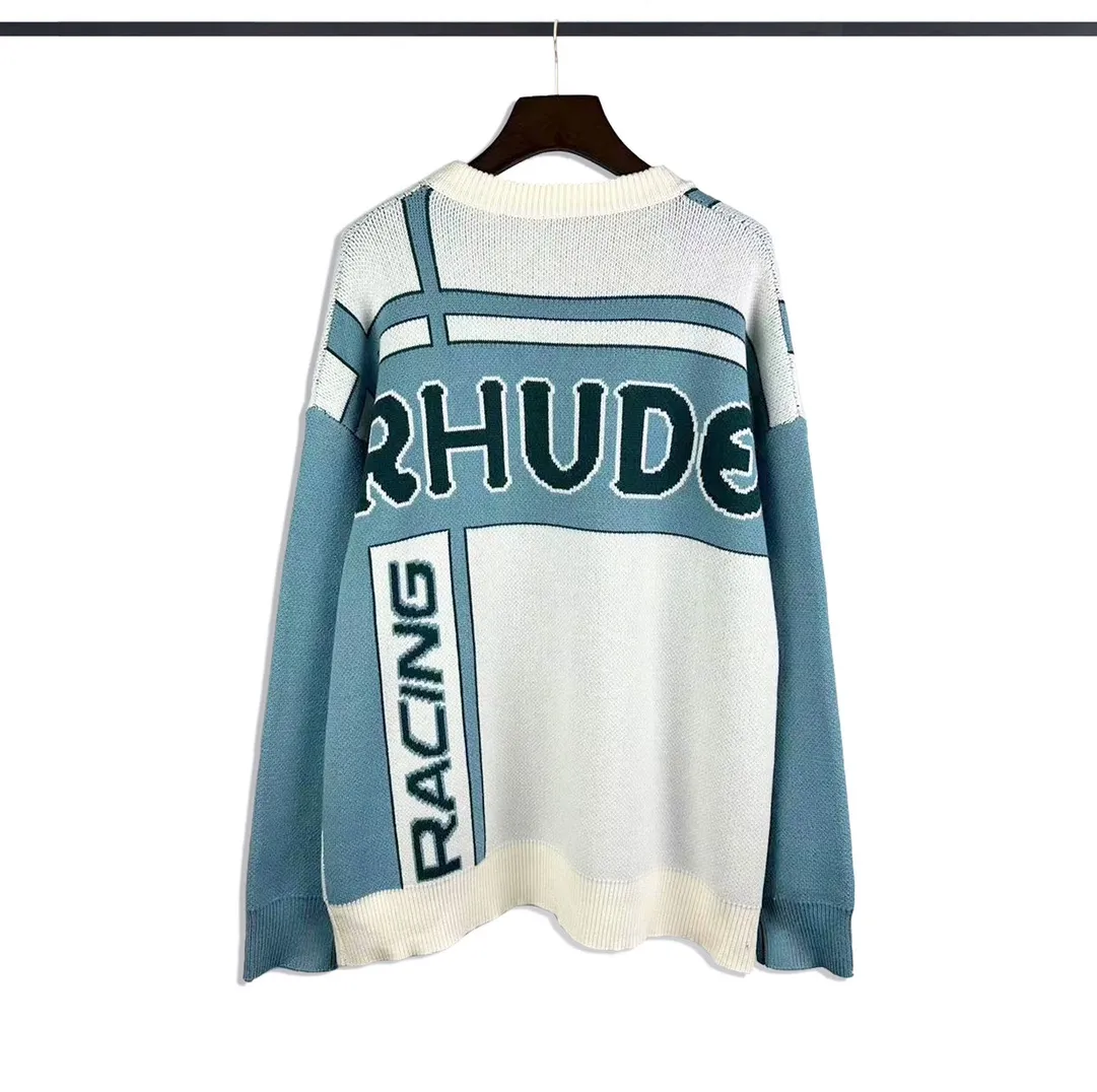 P260 Rhude fashionable new style🦁️jacquard loose sweater Size: M L XL XXL