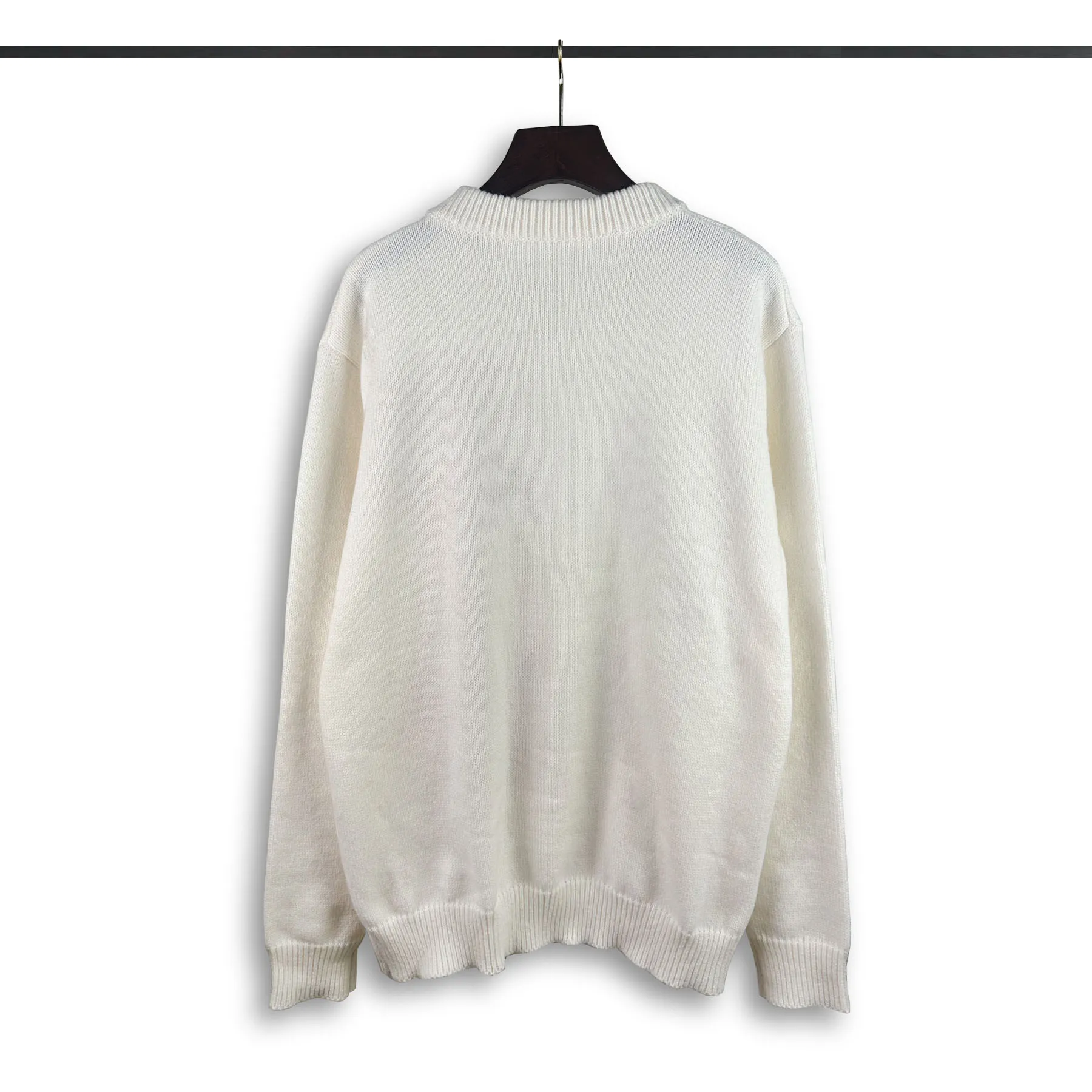 P240 Rhude new jacquard letter crew neck sweater Color: black white Size: M L XL XXL